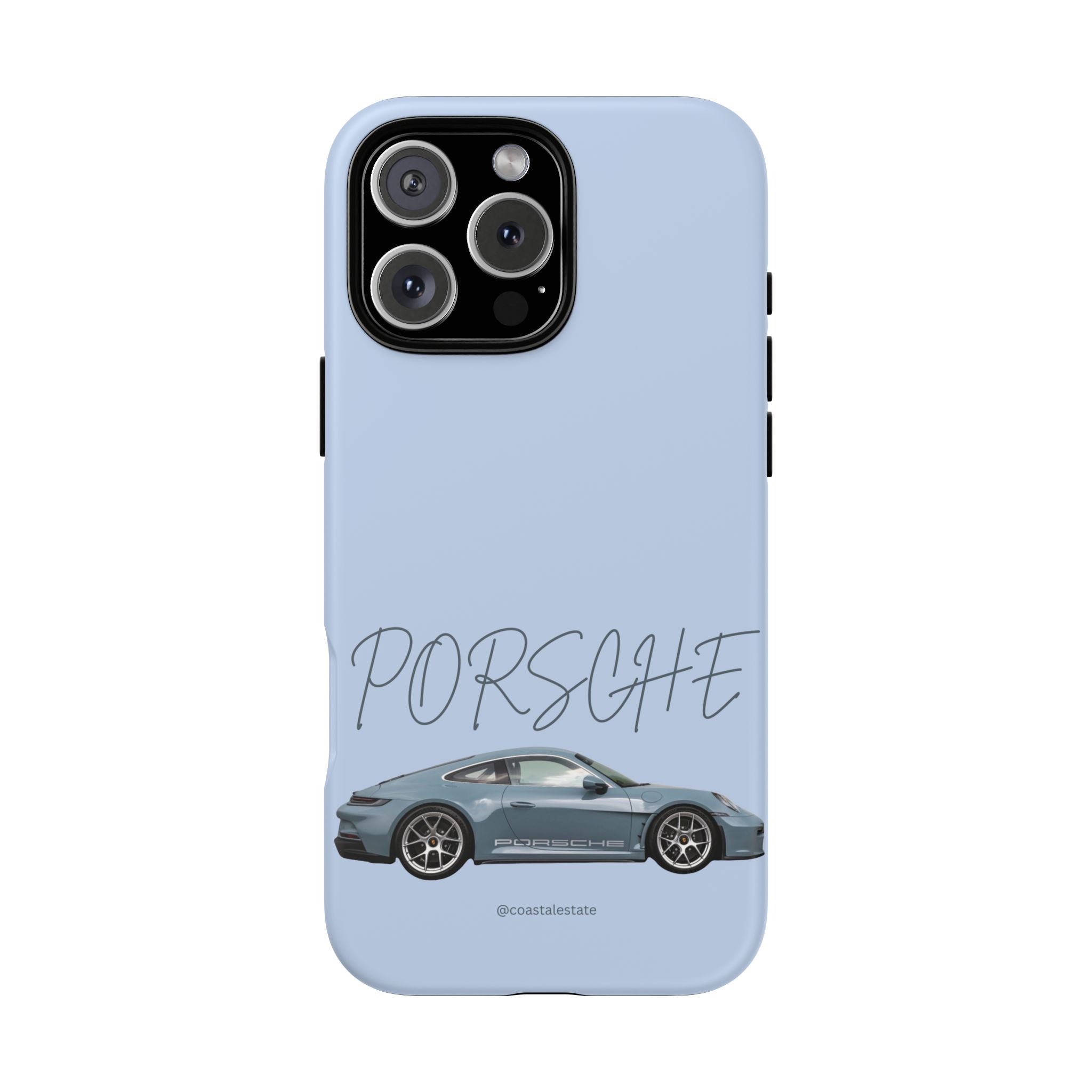 Porsche Sports Car Tough Phone Case — Light Blue Illustrated Porsche Design