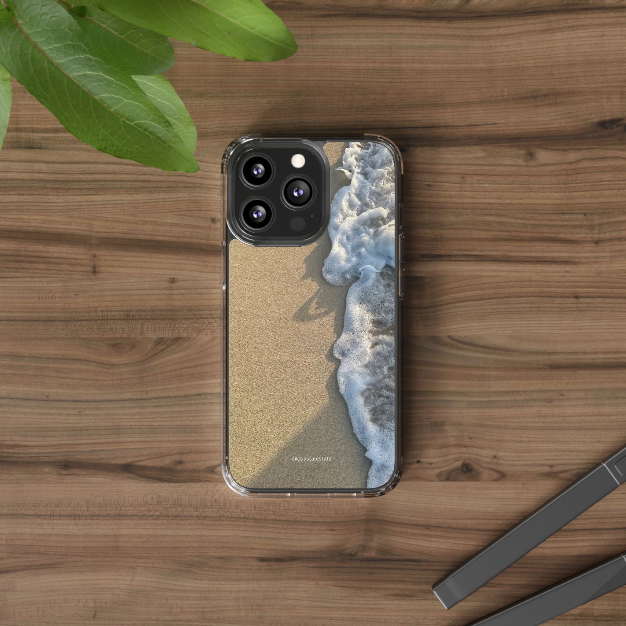 Clear Phone Case — Realistic Beach Wave Sand Design