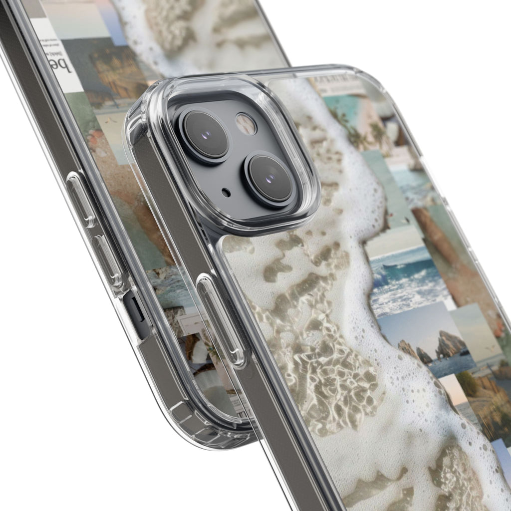 Clear Phone Case — Coastal Collage Beach Foam Design