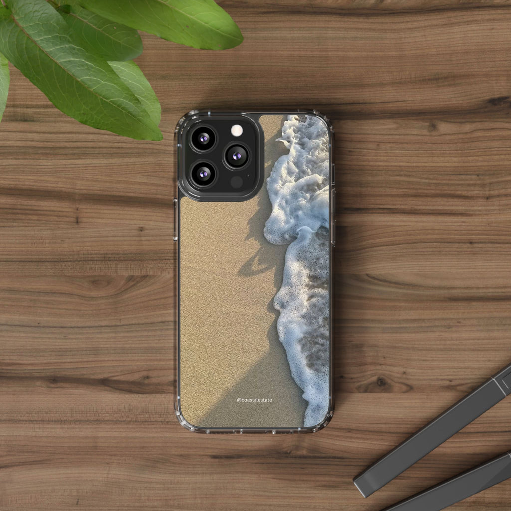 Clear Phone Case — Realistic Beach Wave Sand Design