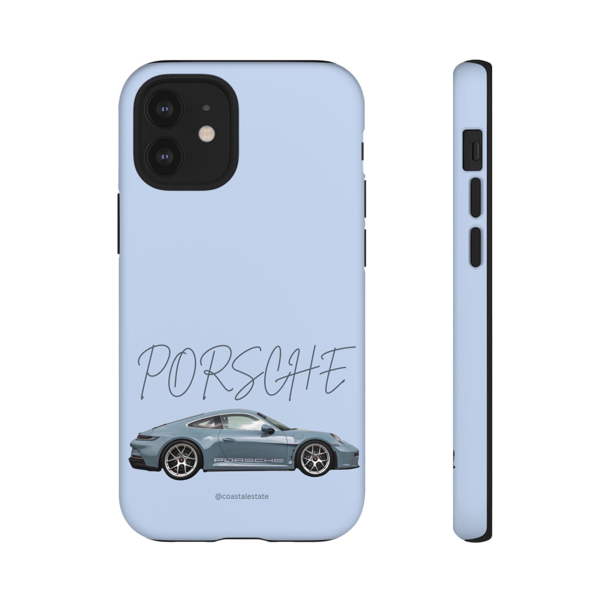 Porsche Sports Car Tough Phone Case — Light Blue Illustrated Porsche Design