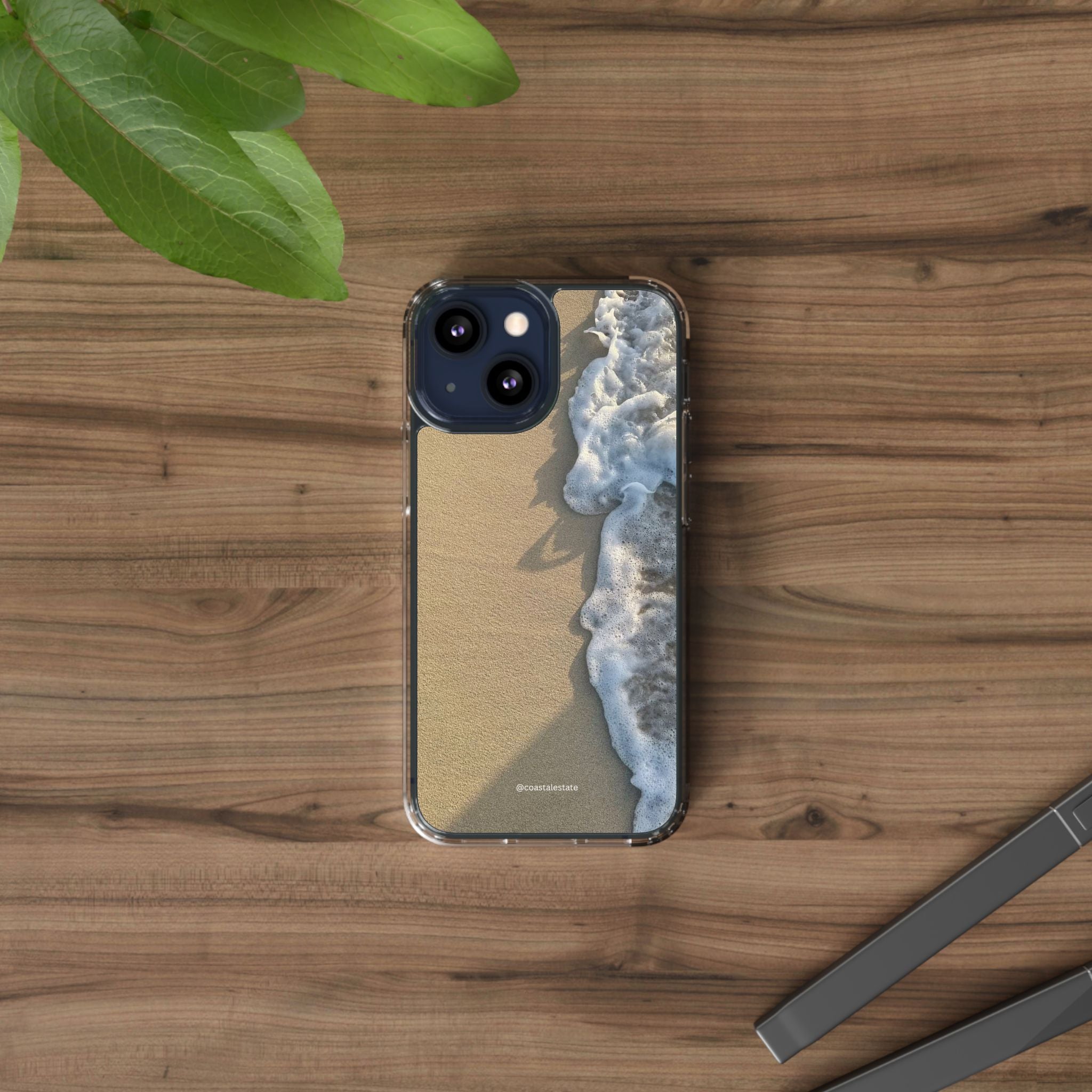 Clear Phone Case — Realistic Beach Wave Sand Design