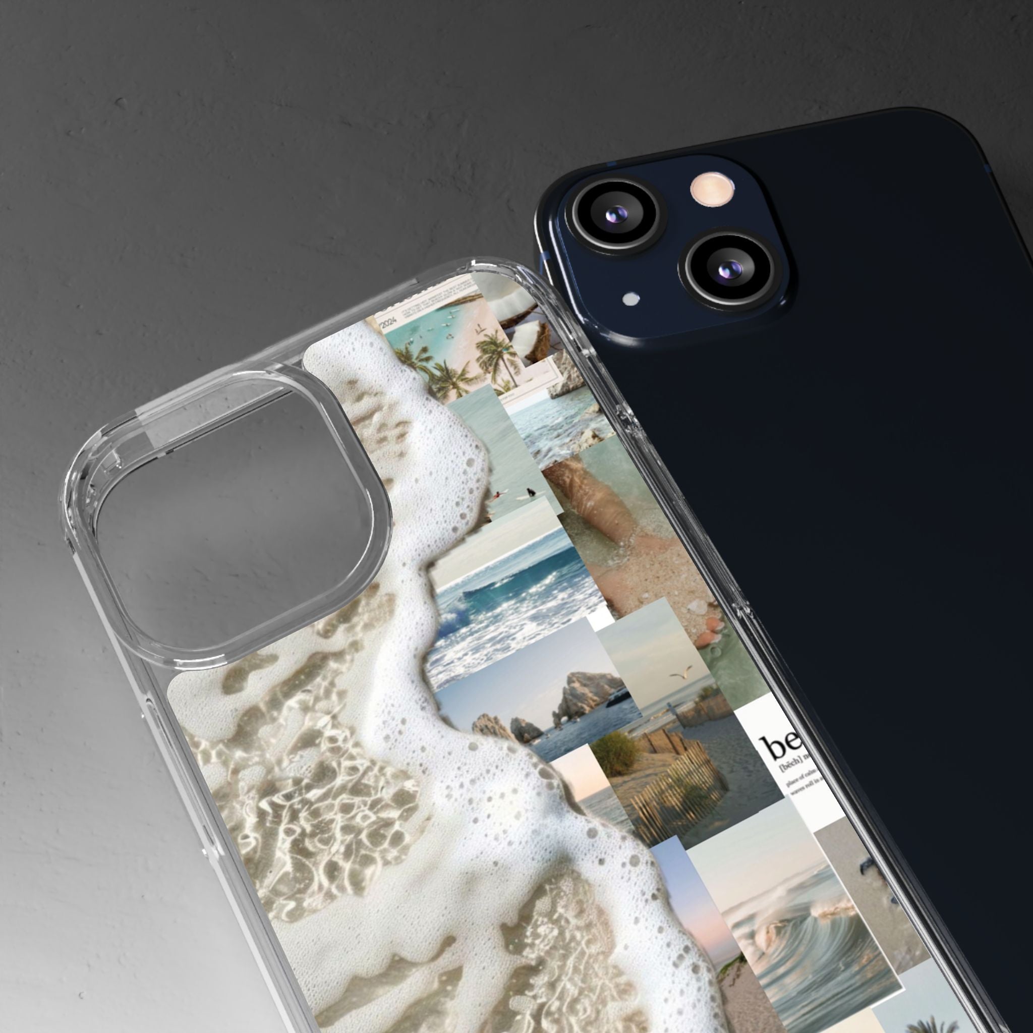 Clear Phone Case — Coastal Collage Beach Foam Design