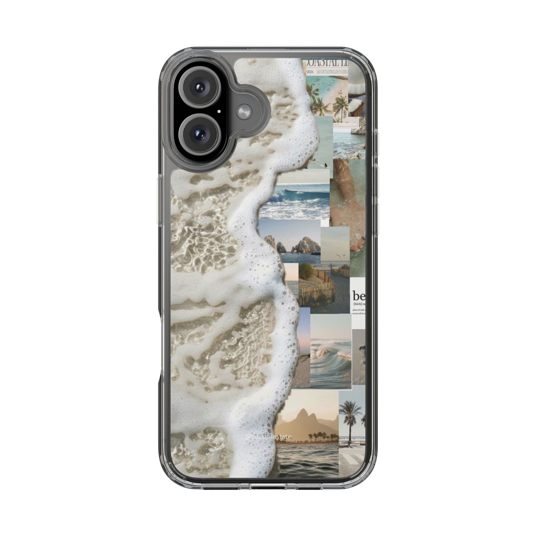 Clear Phone Case — Coastal Collage Beach Foam Design