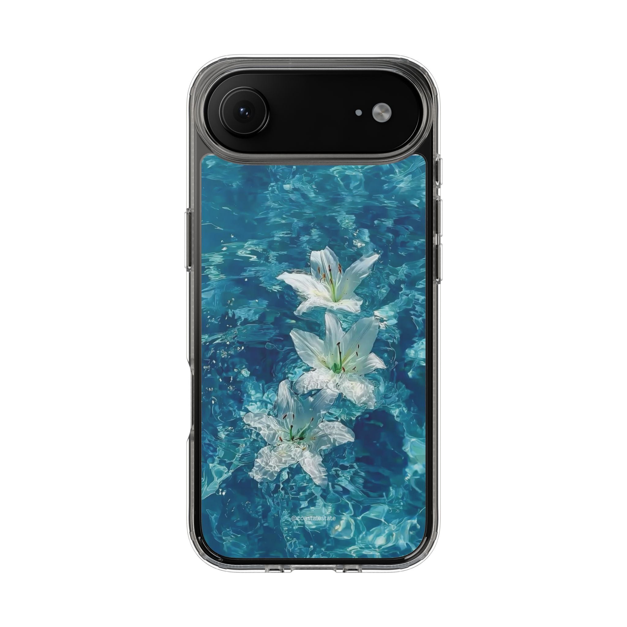 Clear Phone Case — Blue Water Lily Floral Design