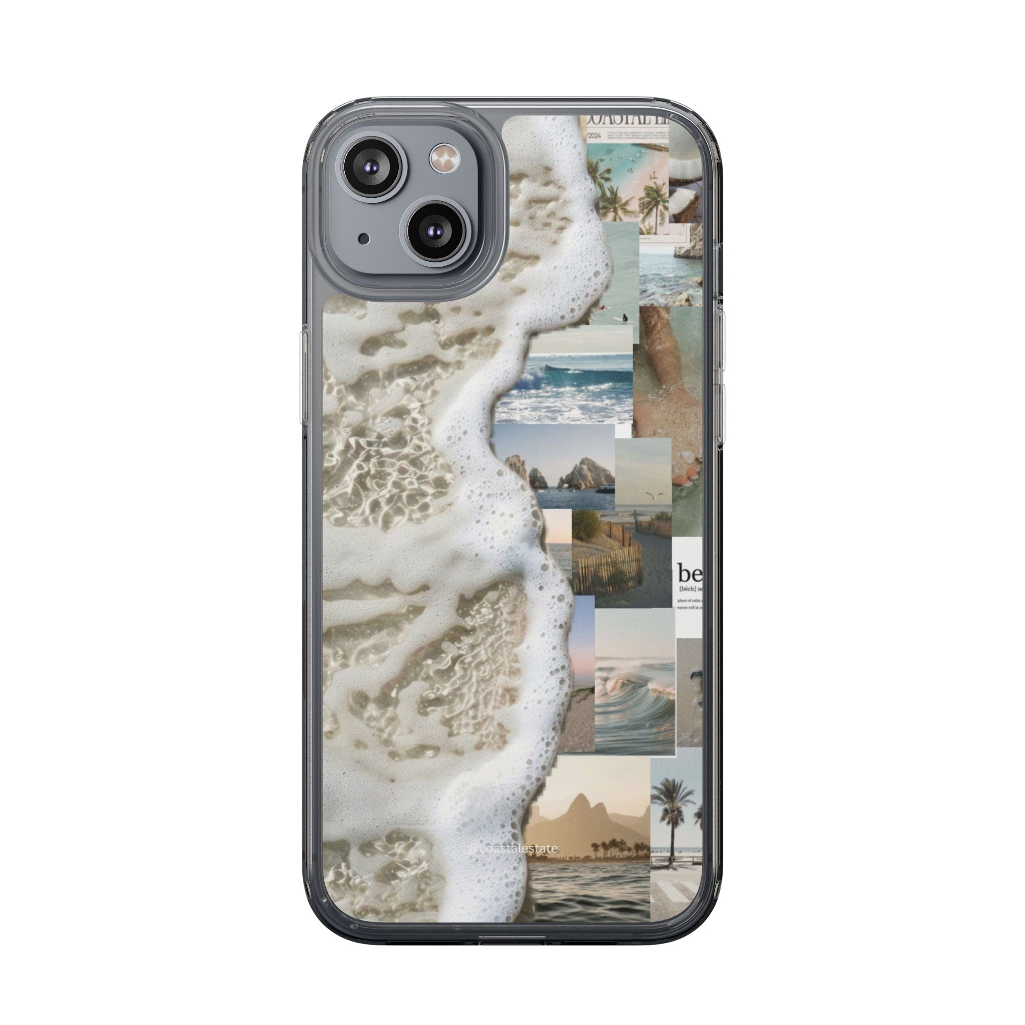 Clear Phone Case — Coastal Collage Beach Foam Design