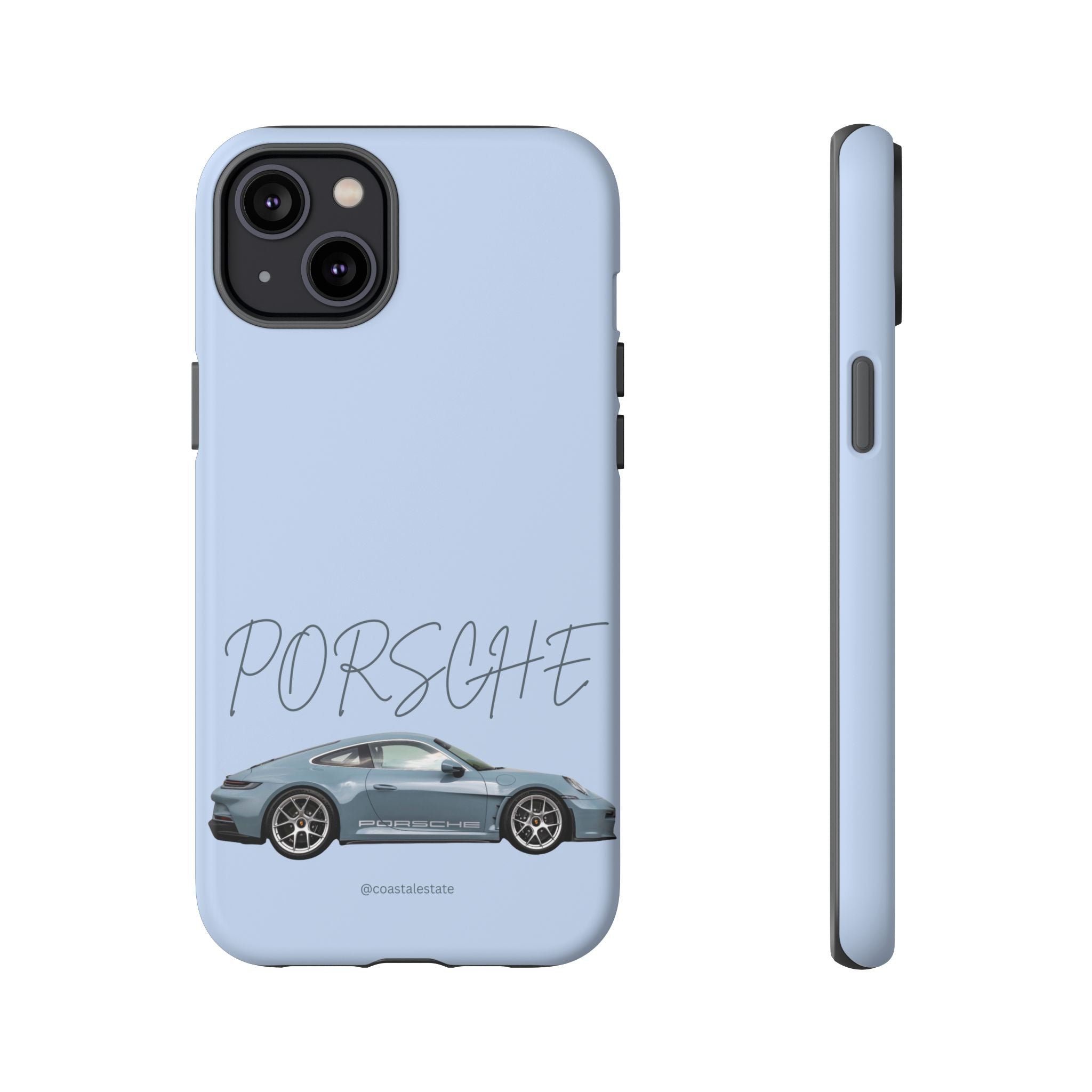 Porsche Sports Car Tough Phone Case — Light Blue Illustrated Porsche Design