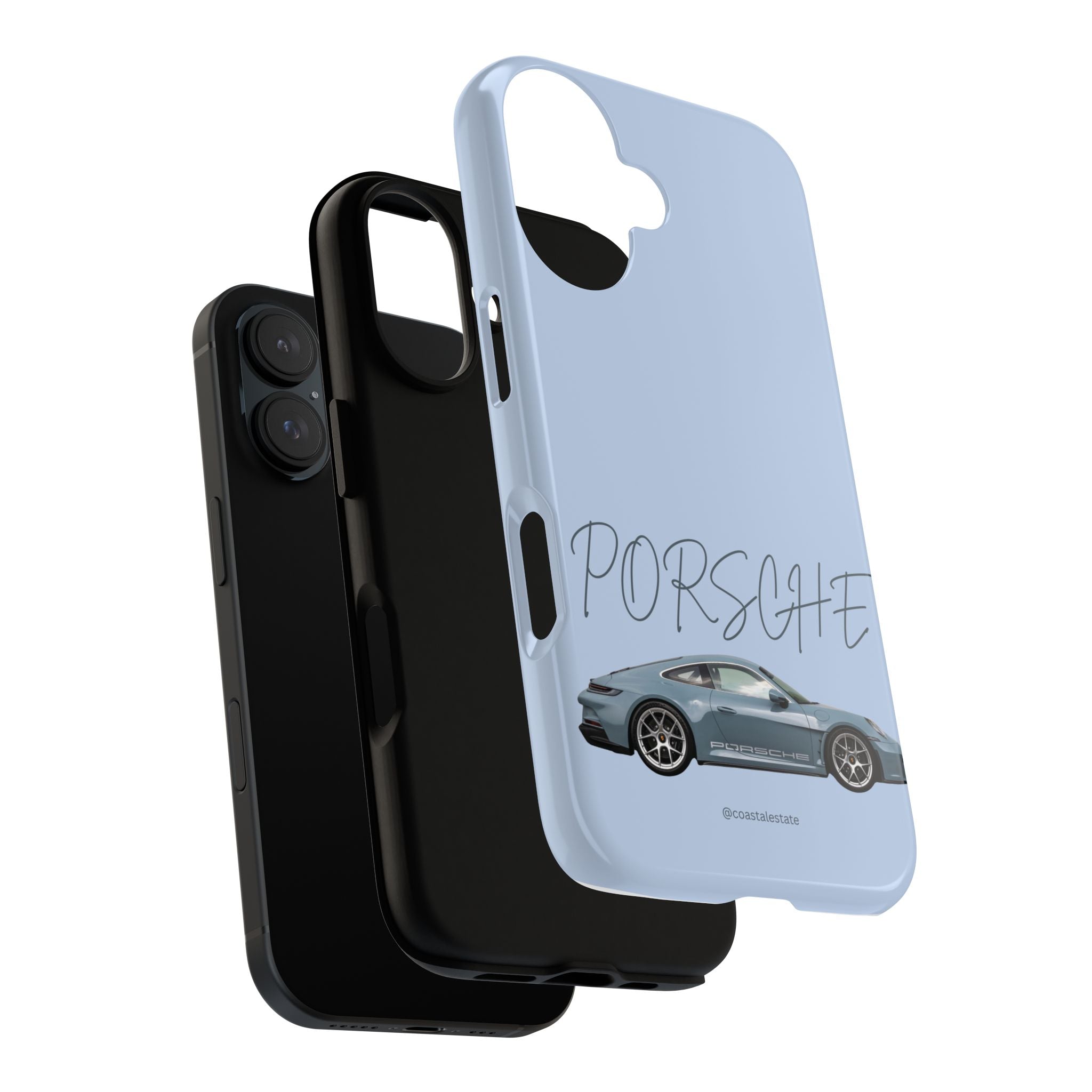 Porsche Sports Car Tough Phone Case — Light Blue Illustrated Porsche Design