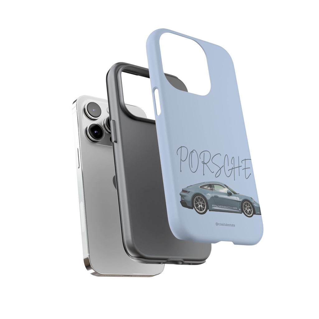 Porsche Sports Car Tough Phone Case — Light Blue Illustrated Porsche Design