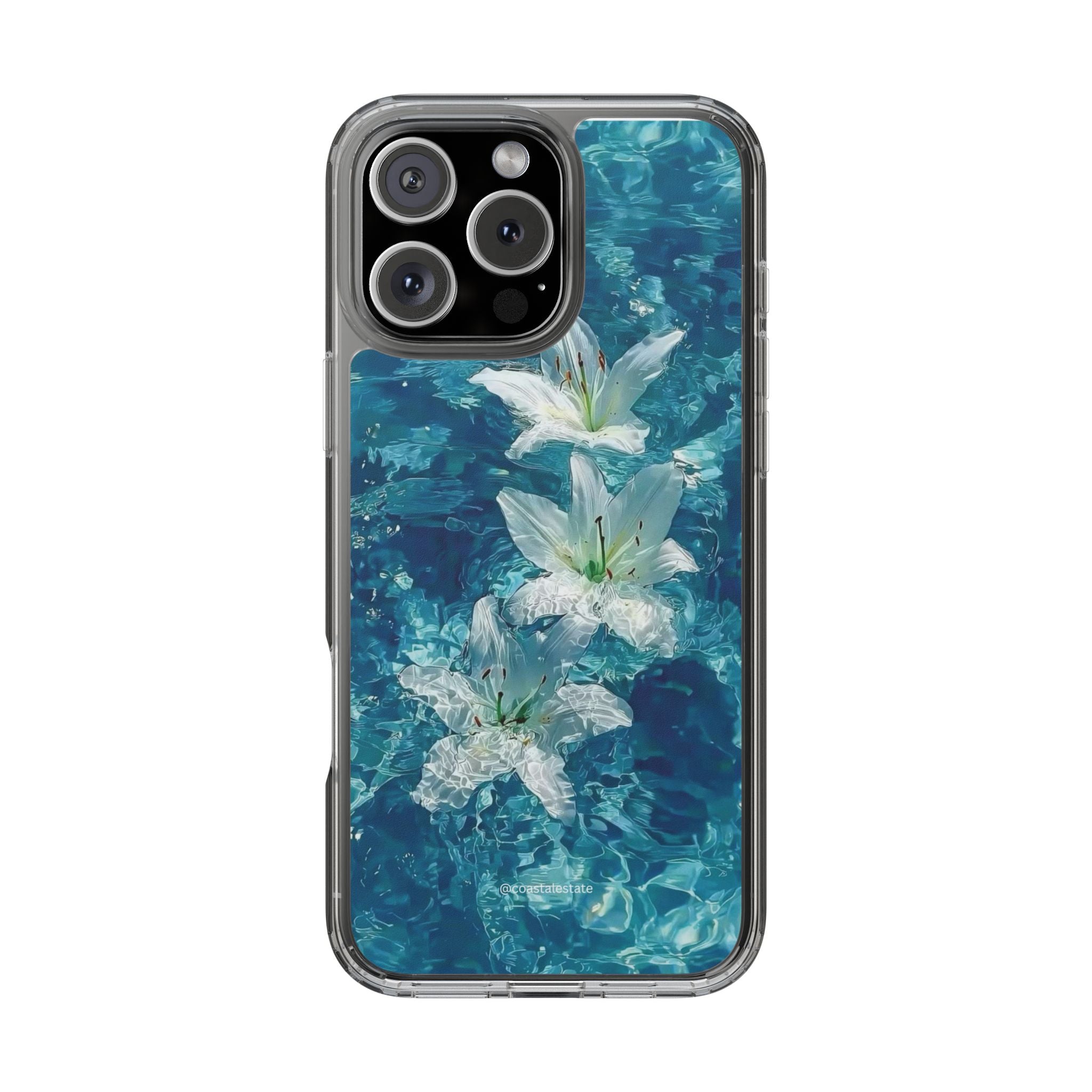 Clear Phone Case — Blue Water Lily Floral Design
