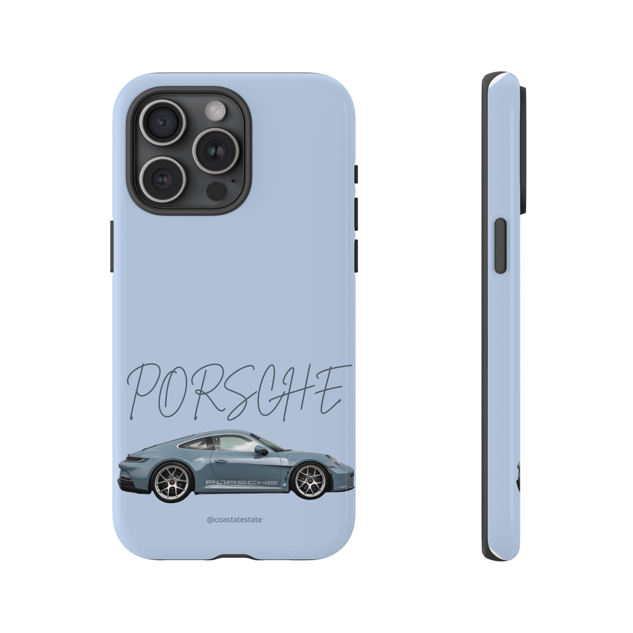 Porsche Sports Car Tough Phone Case — Light Blue Illustrated Porsche Design