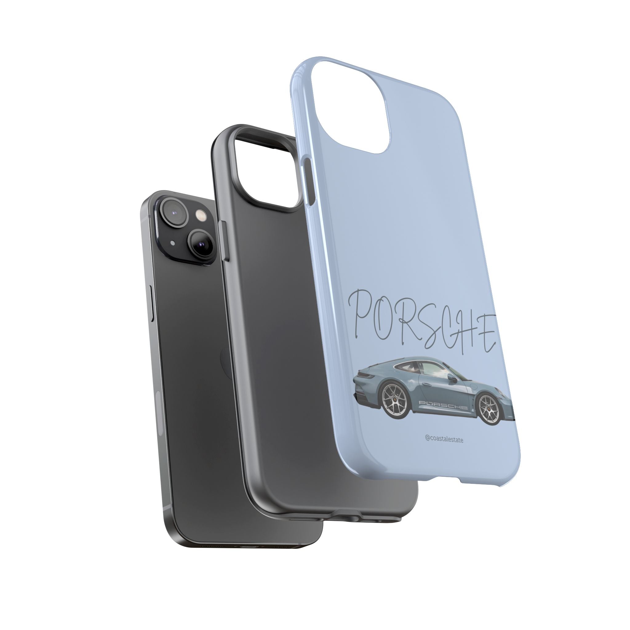 Porsche Sports Car Tough Phone Case — Light Blue Illustrated Porsche Design