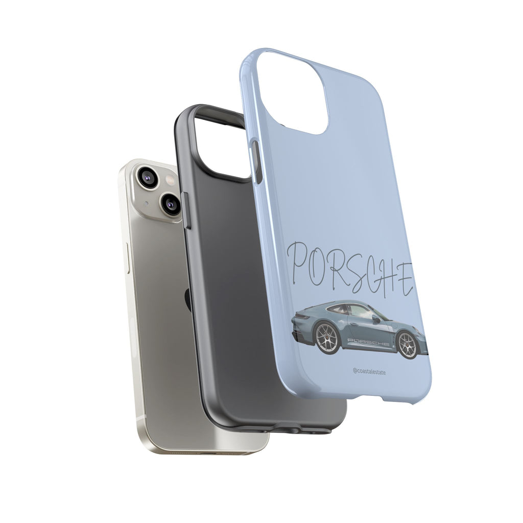 Porsche Sports Car Tough Phone Case — Light Blue Illustrated Porsche Design