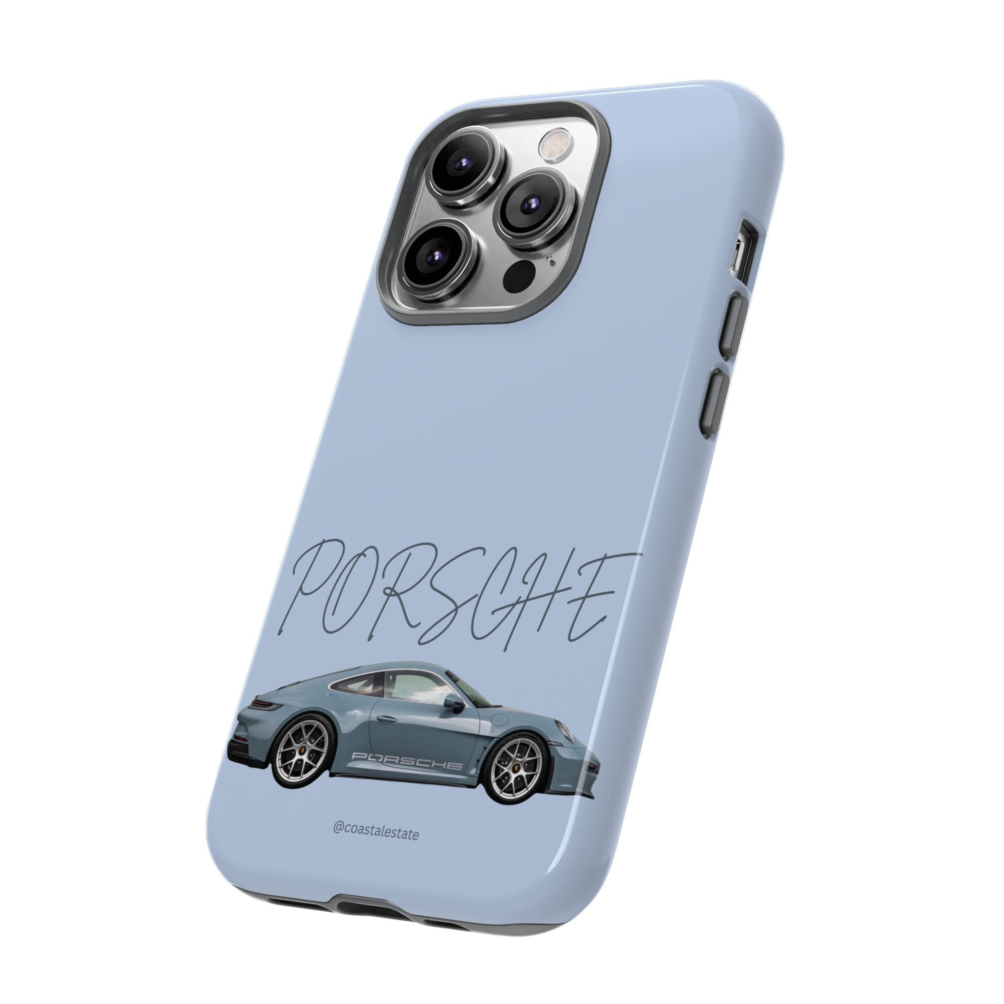 Porsche Sports Car Tough Phone Case — Light Blue Illustrated Porsche Design
