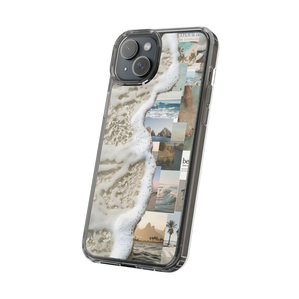 Clear Phone Case — Coastal Collage Beach Foam Design