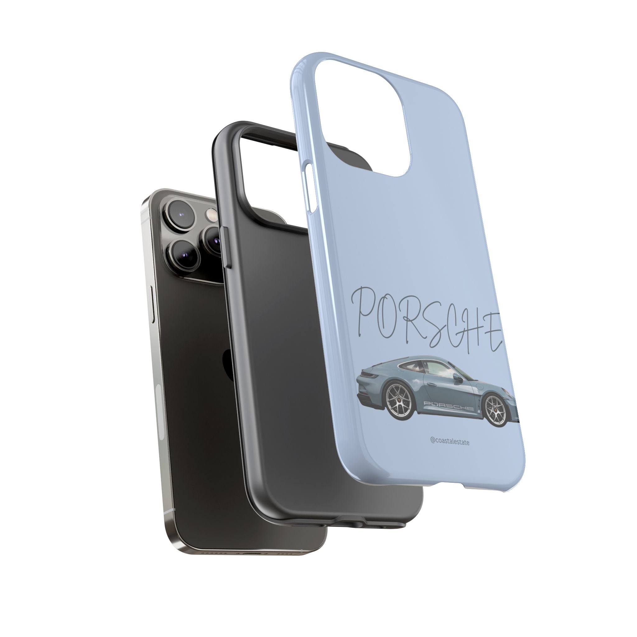 Porsche Sports Car Tough Phone Case — Light Blue Illustrated Porsche Design