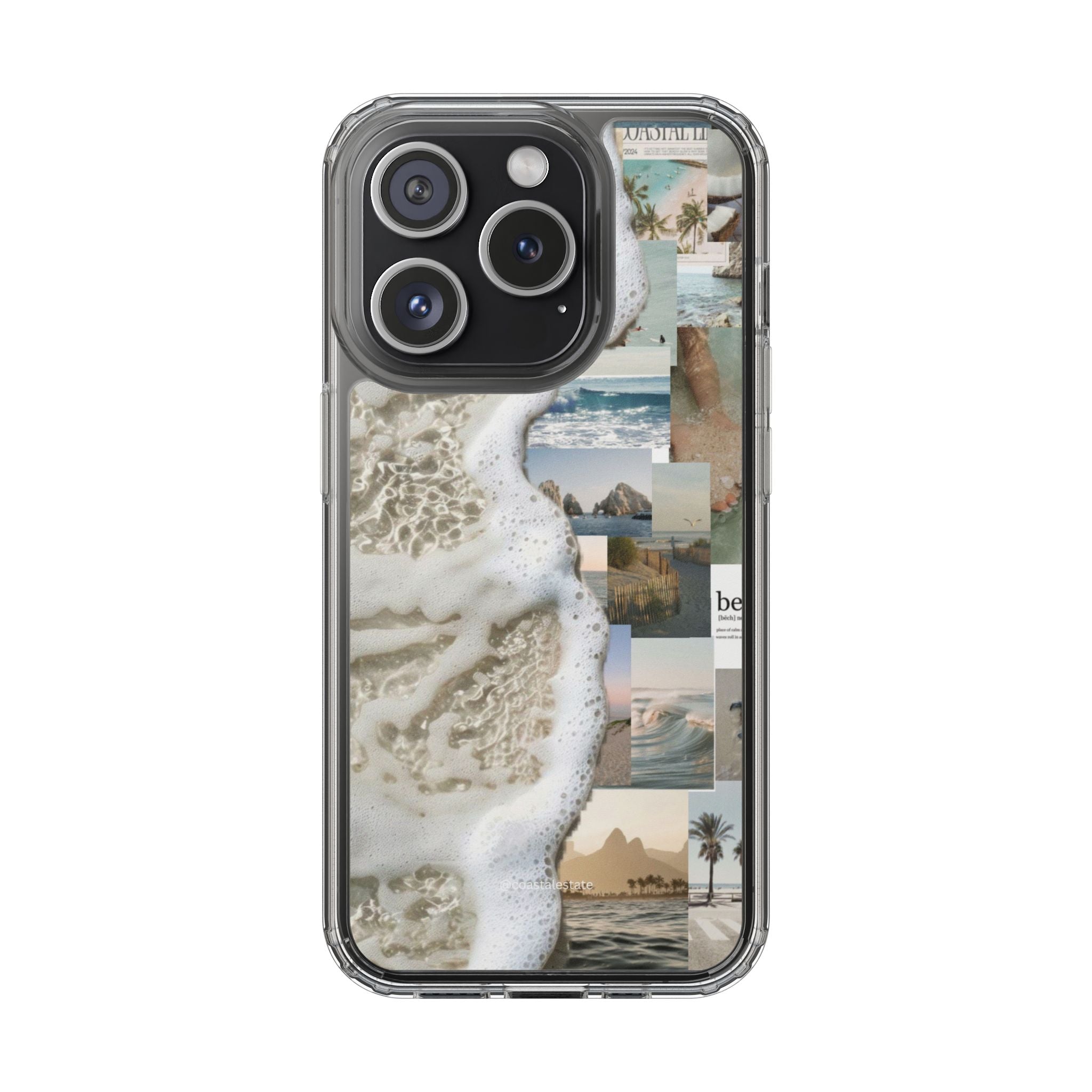 Clear Phone Case — Coastal Collage Beach Foam Design