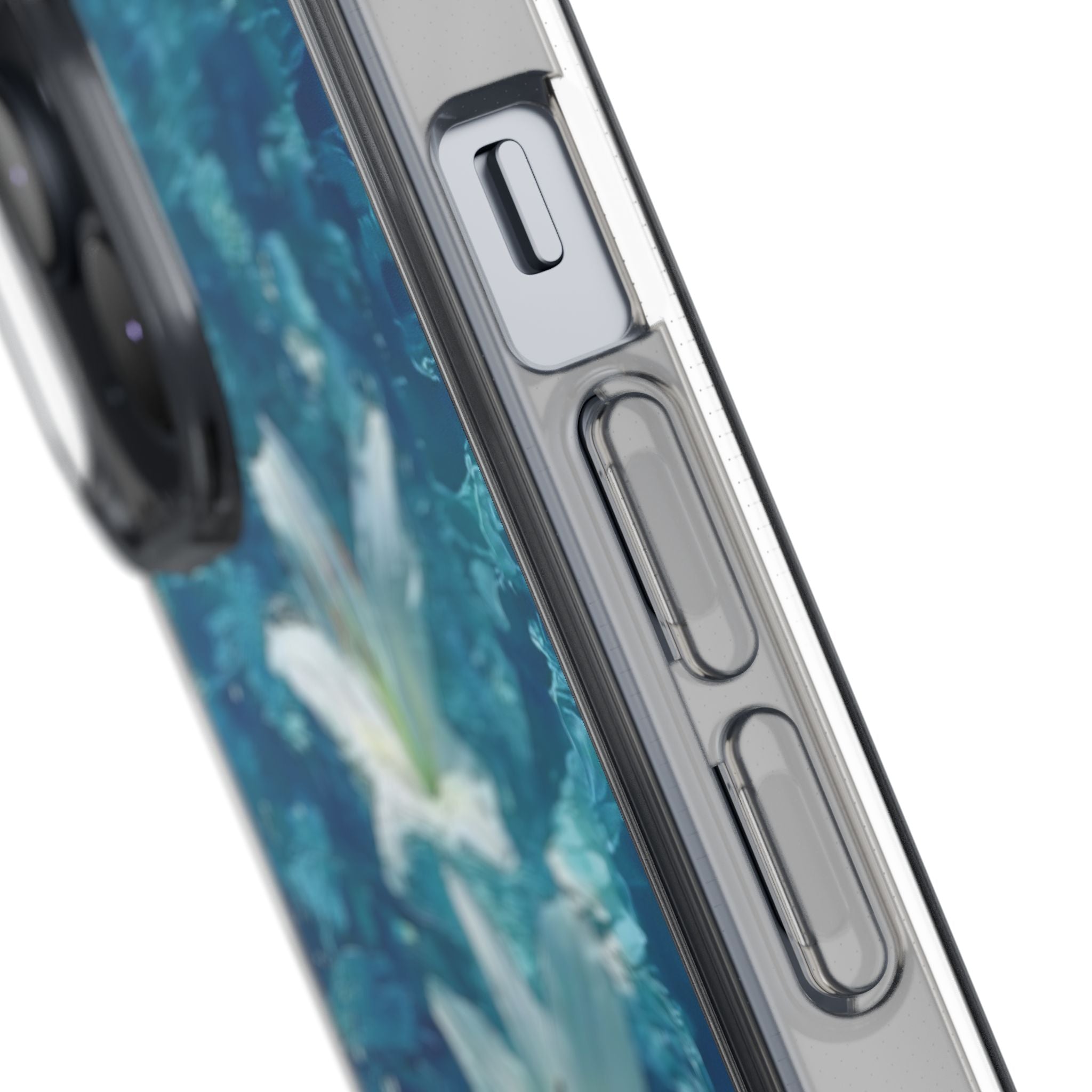 Clear Phone Case — Blue Water Lily Floral Design