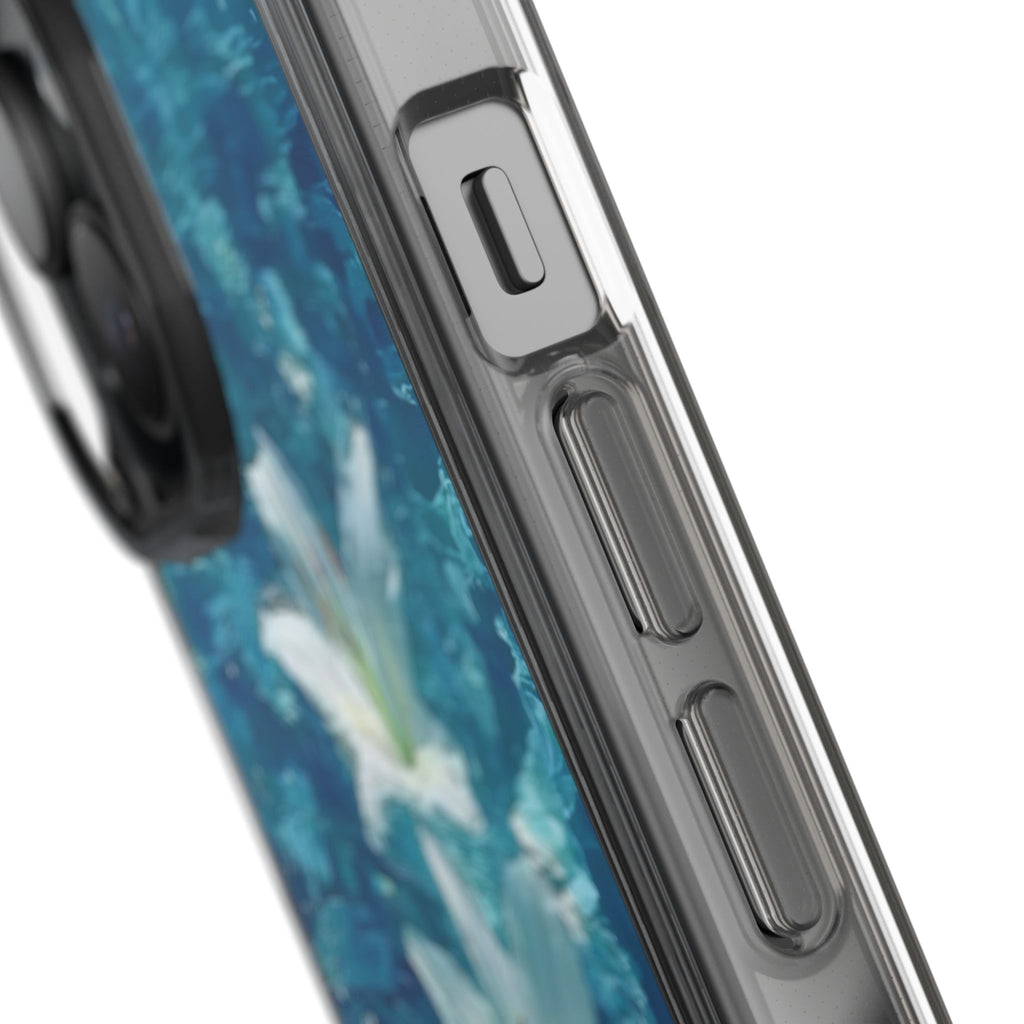 Clear Phone Case — Blue Water Lily Floral Design