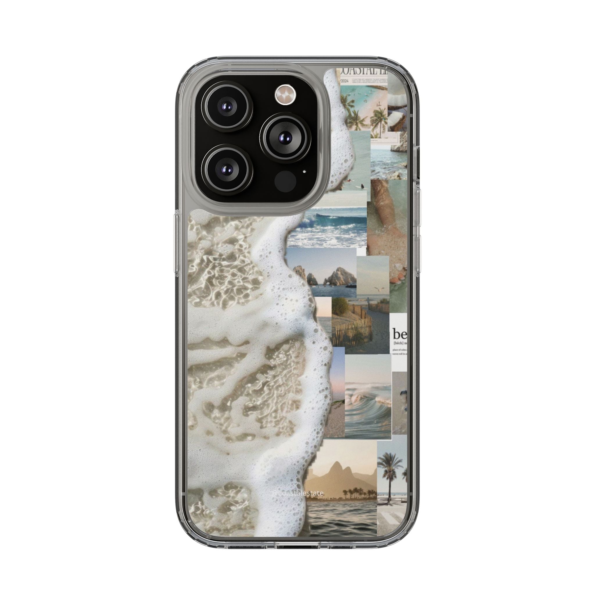 Clear Phone Case — Coastal Collage Beach Foam Design
