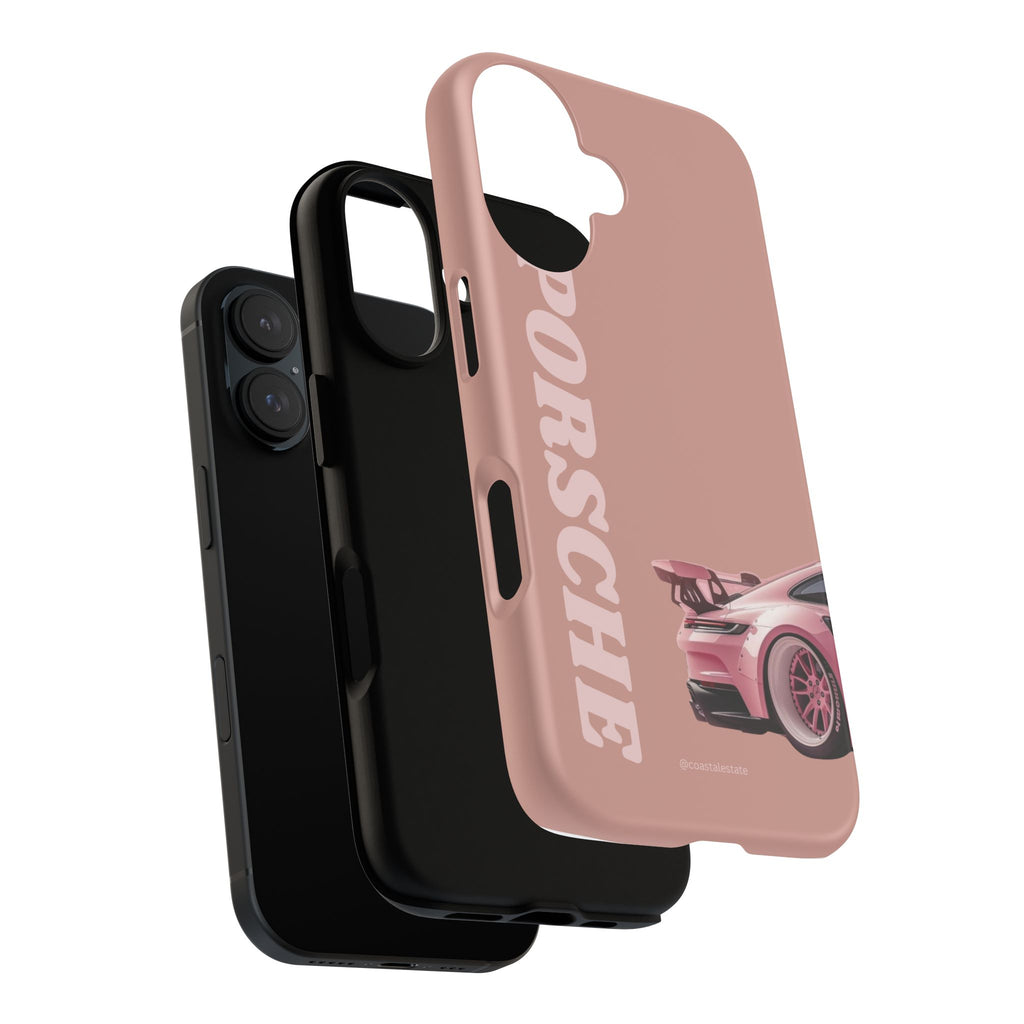 Pink Porsche Illustration phone case | Porsche phone case