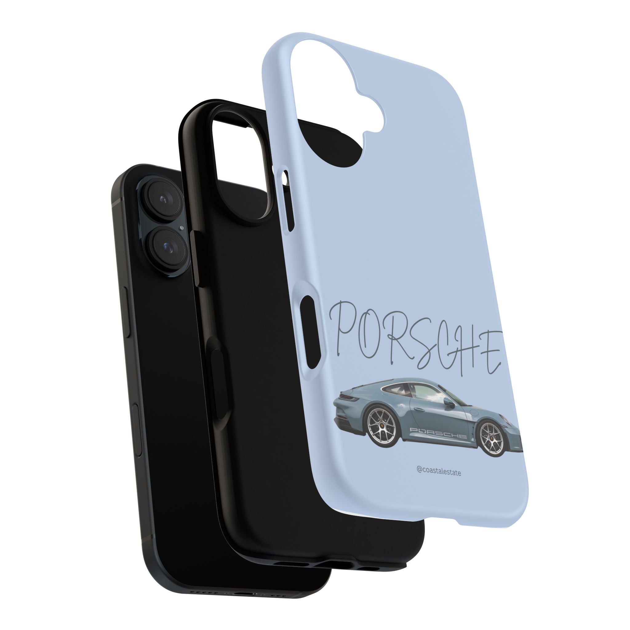 Porsche Sports Car Tough Phone Case — Light Blue Illustrated Porsche Design