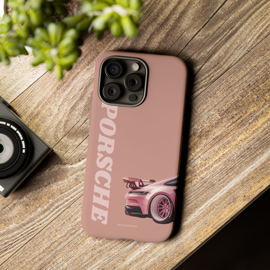 Pink Porsche Illustration phone case | Porsche phone case