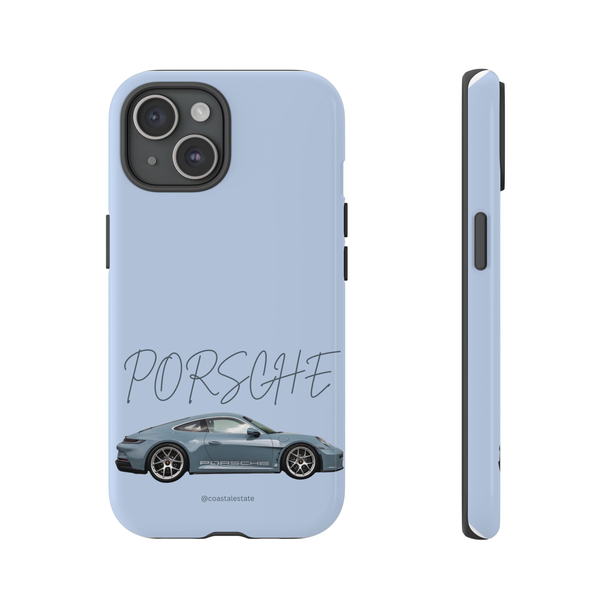 Porsche Sports Car Tough Phone Case — Light Blue Illustrated Porsche Design