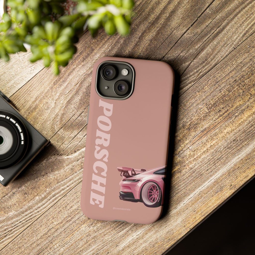 Pink Porsche Illustration phone case | Porsche phone case