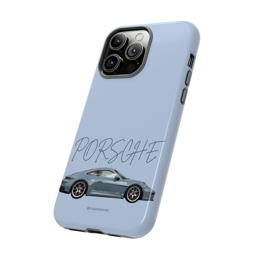 Porsche Sports Car Tough Phone Case — Light Blue Illustrated Porsche Design
