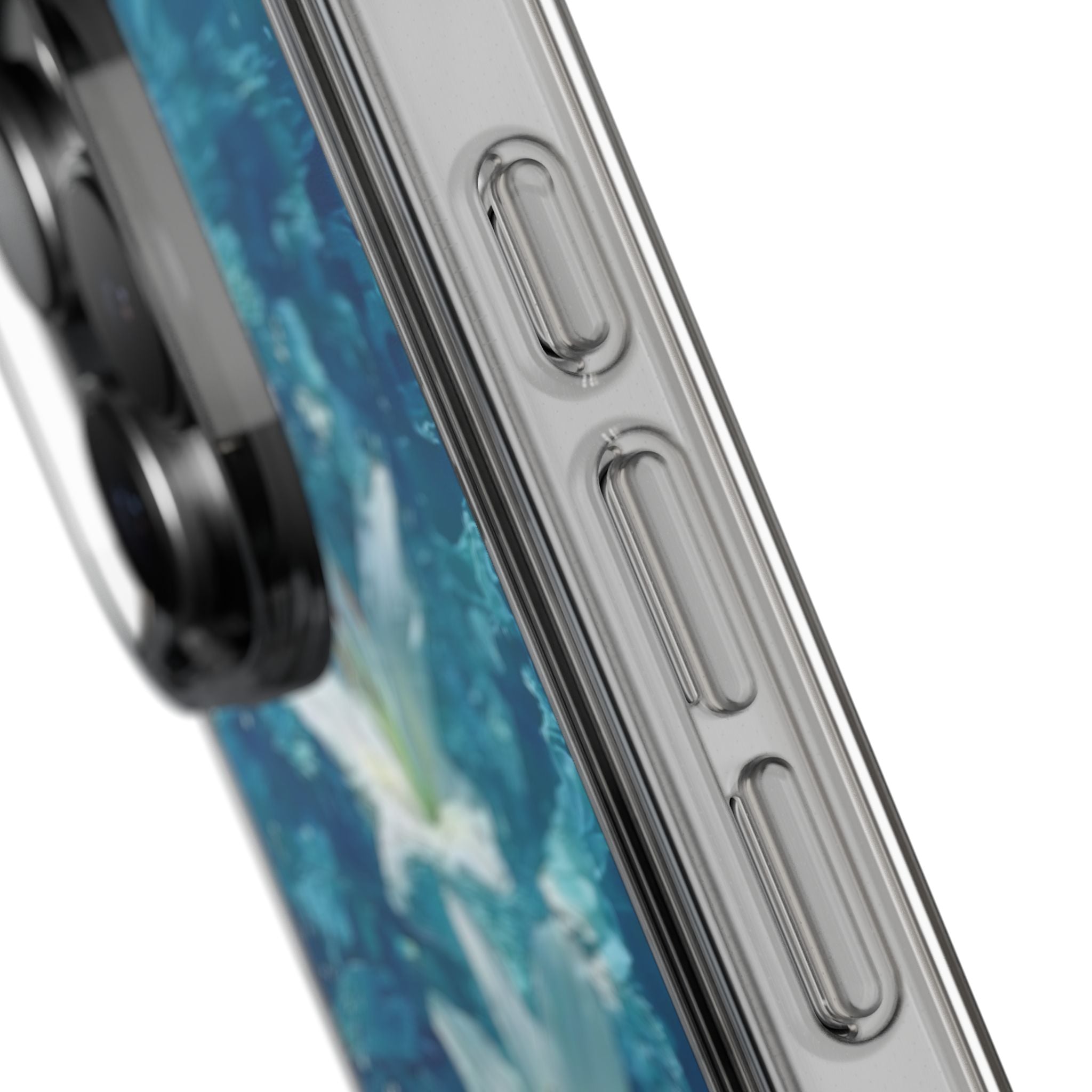 Clear Phone Case — Blue Water Lily Floral Design