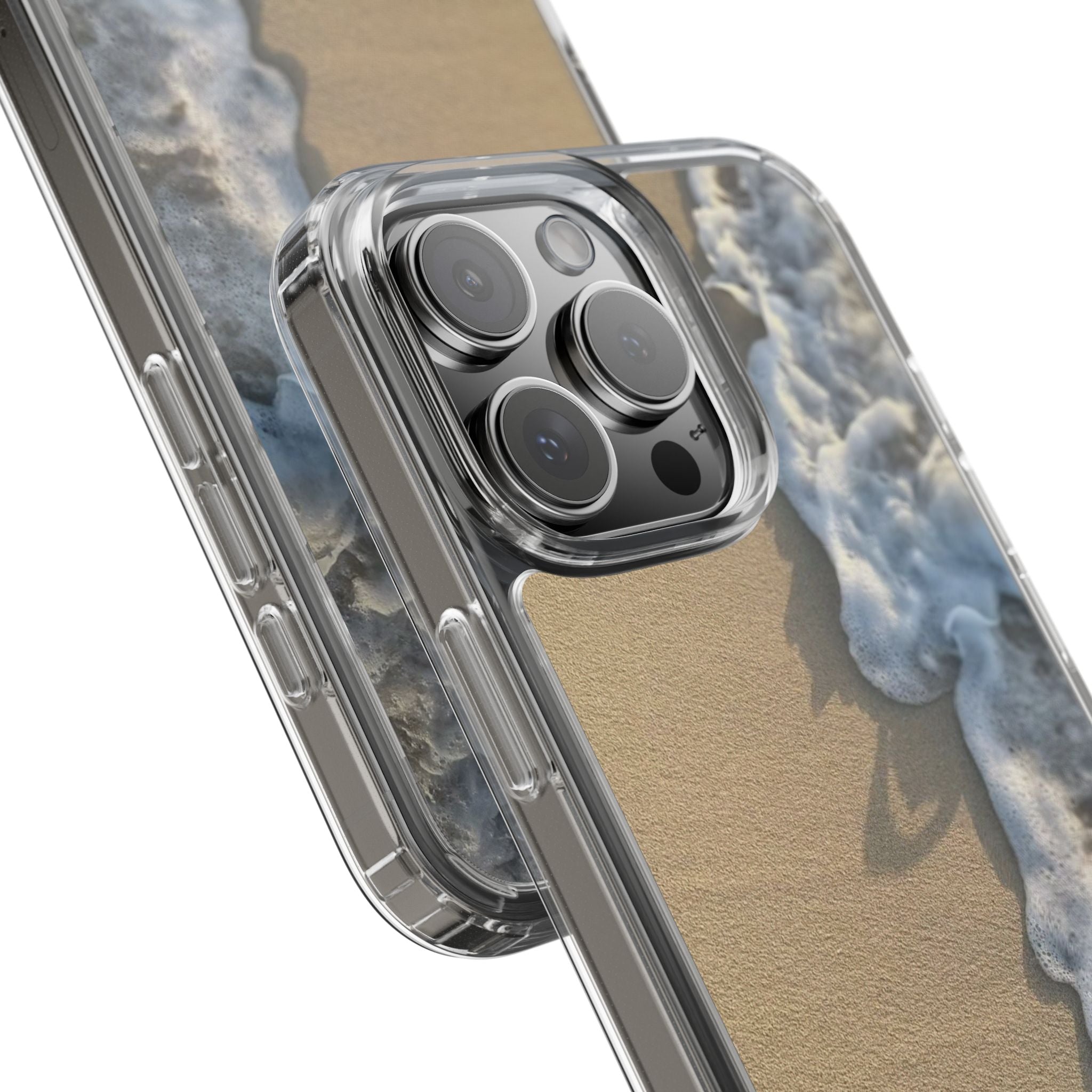 Clear Phone Case — Realistic Beach Wave Sand Design