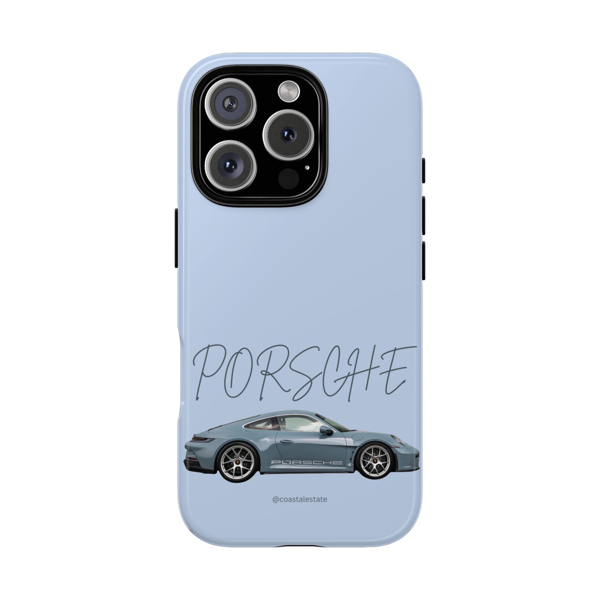 Porsche Sports Car Tough Phone Case — Light Blue Illustrated Porsche Design