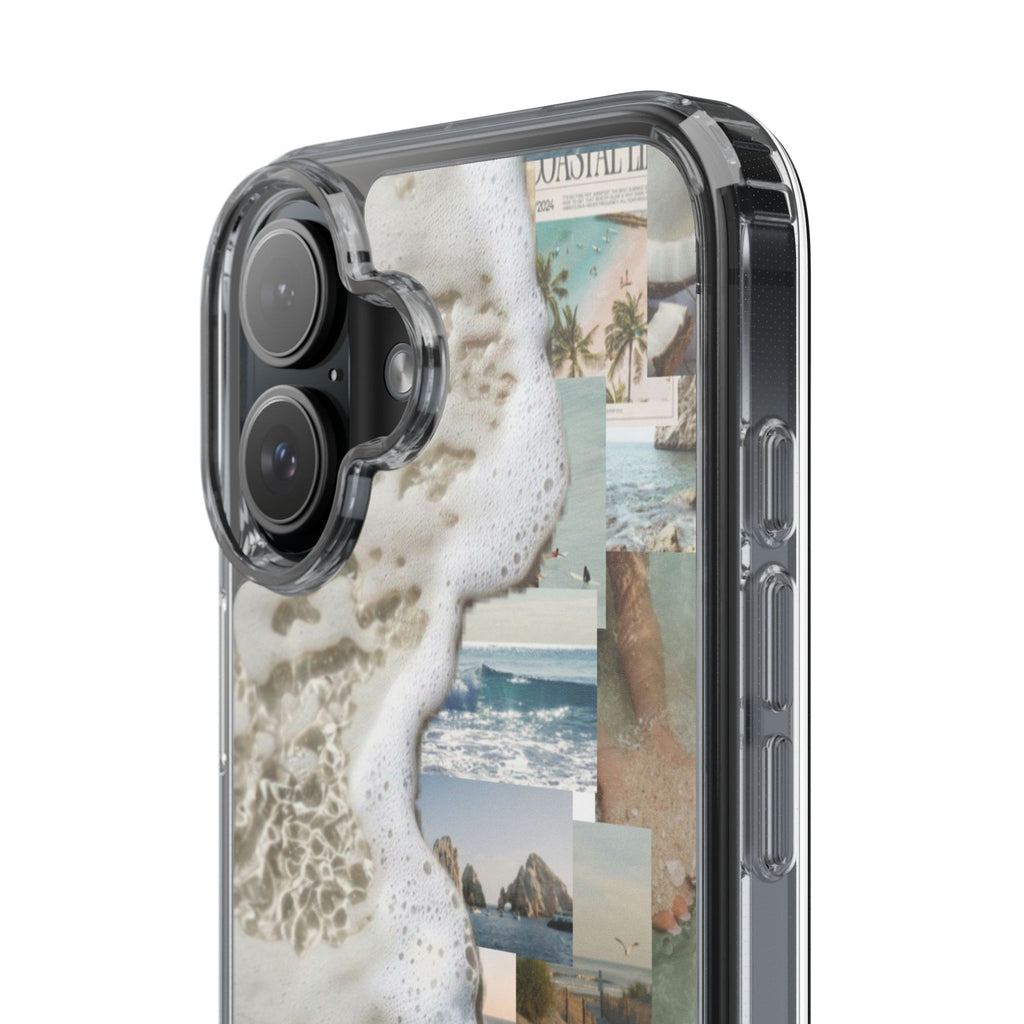 Clear Phone Case — Coastal Collage Beach Foam Design