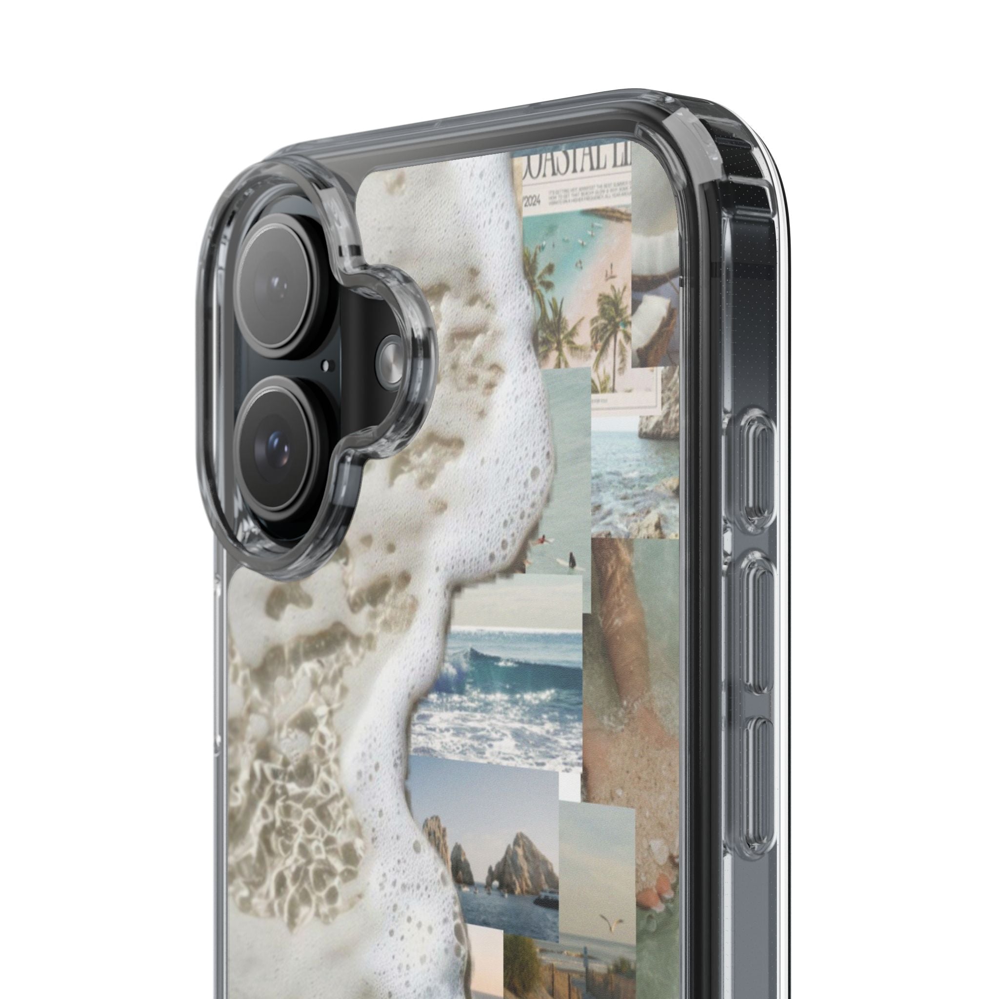Clear Phone Case — Coastal Collage Beach Foam Design