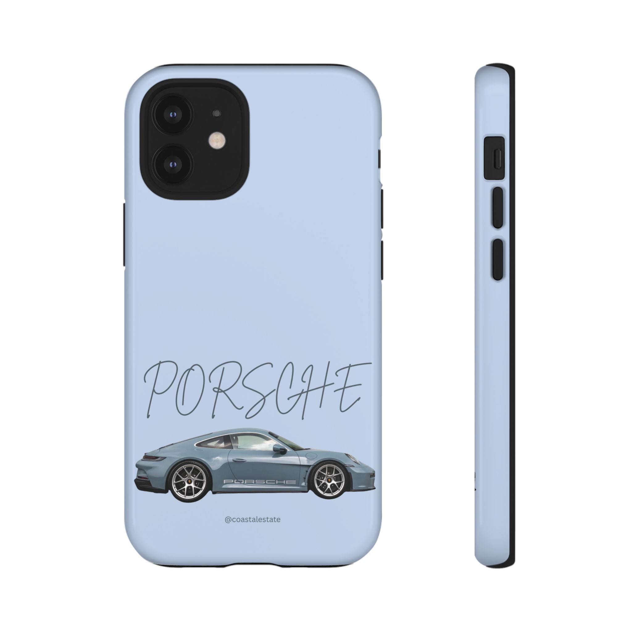 Porsche Sports Car Tough Phone Case — Light Blue Illustrated Porsche Design