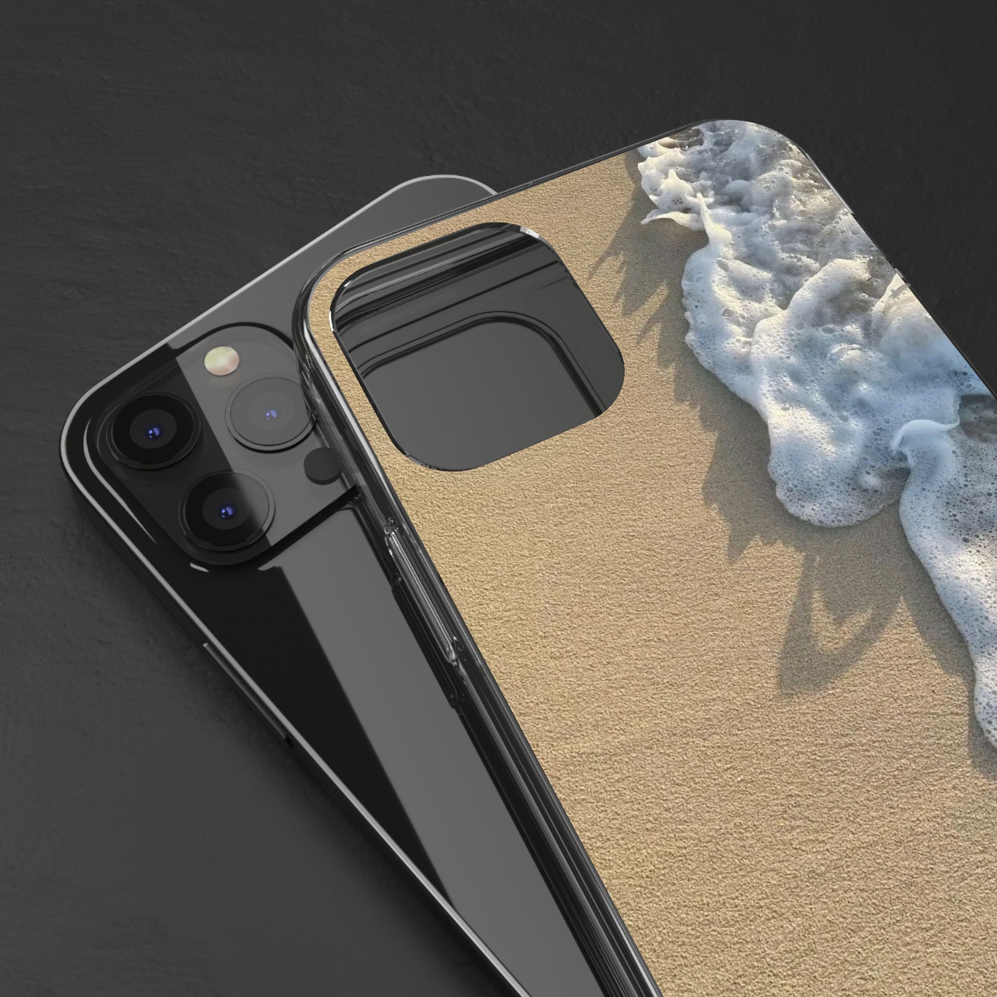 Clear Phone Case — Realistic Beach Wave Sand Design