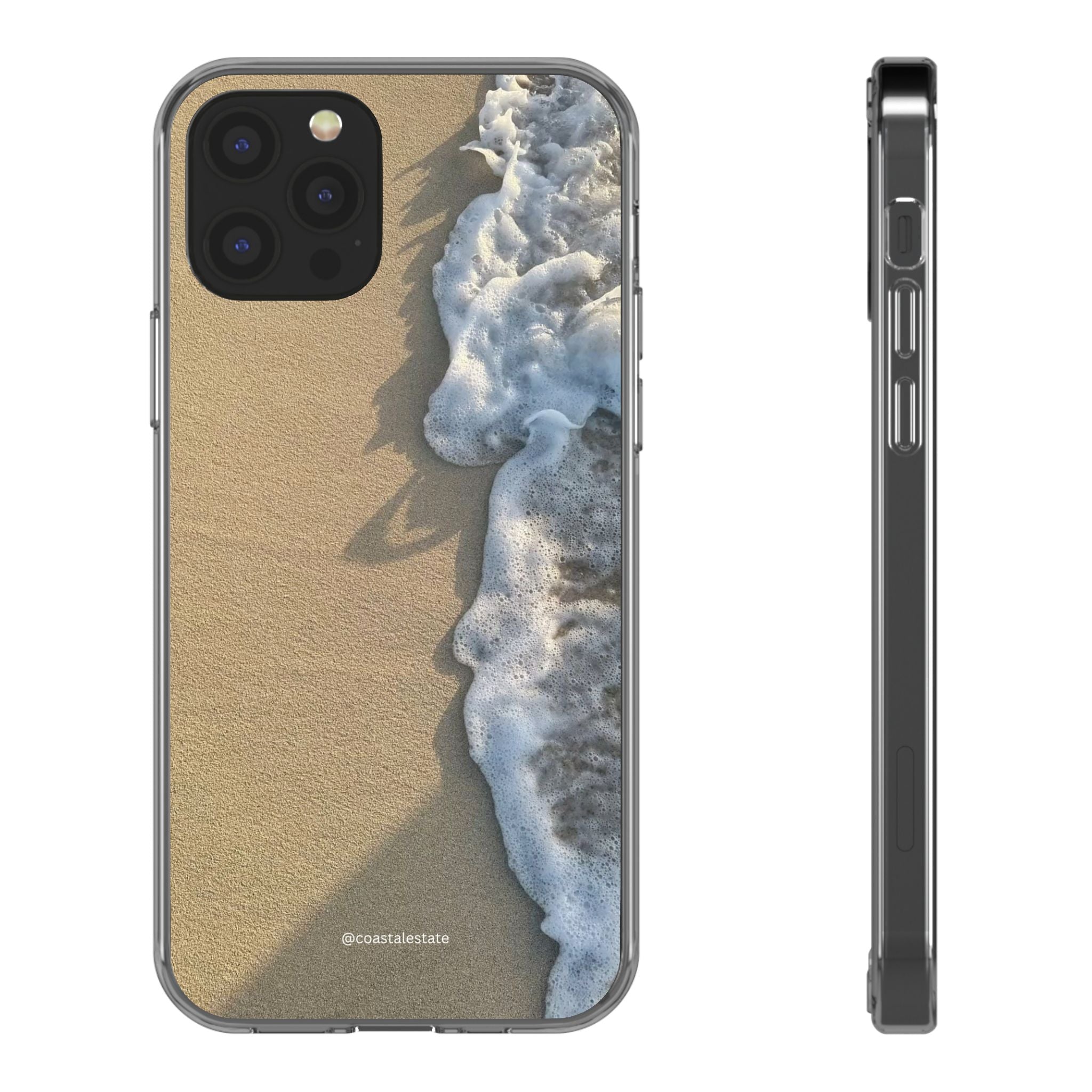 Clear Phone Case — Realistic Beach Wave Sand Design