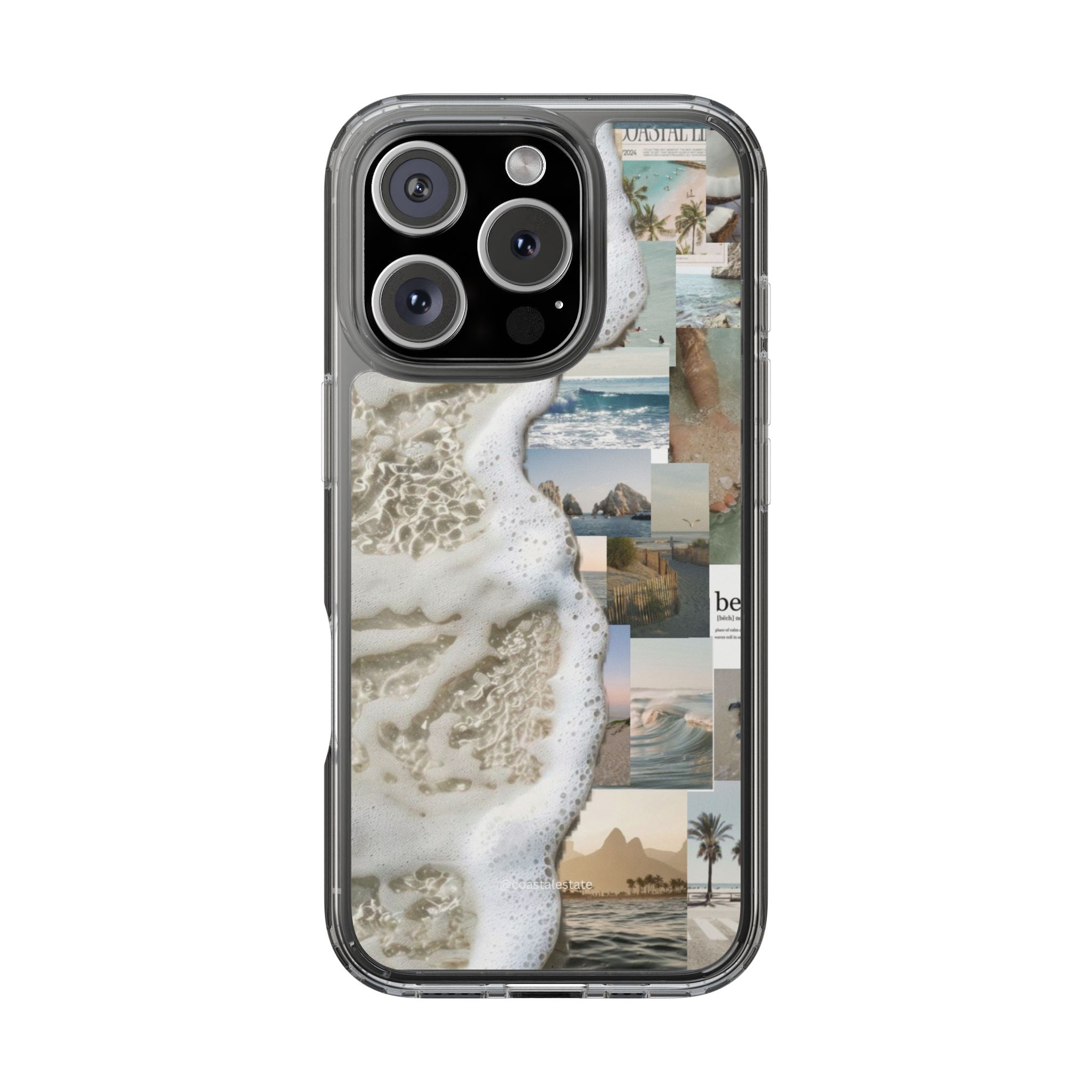 Clear Phone Case — Coastal Collage Beach Foam Design