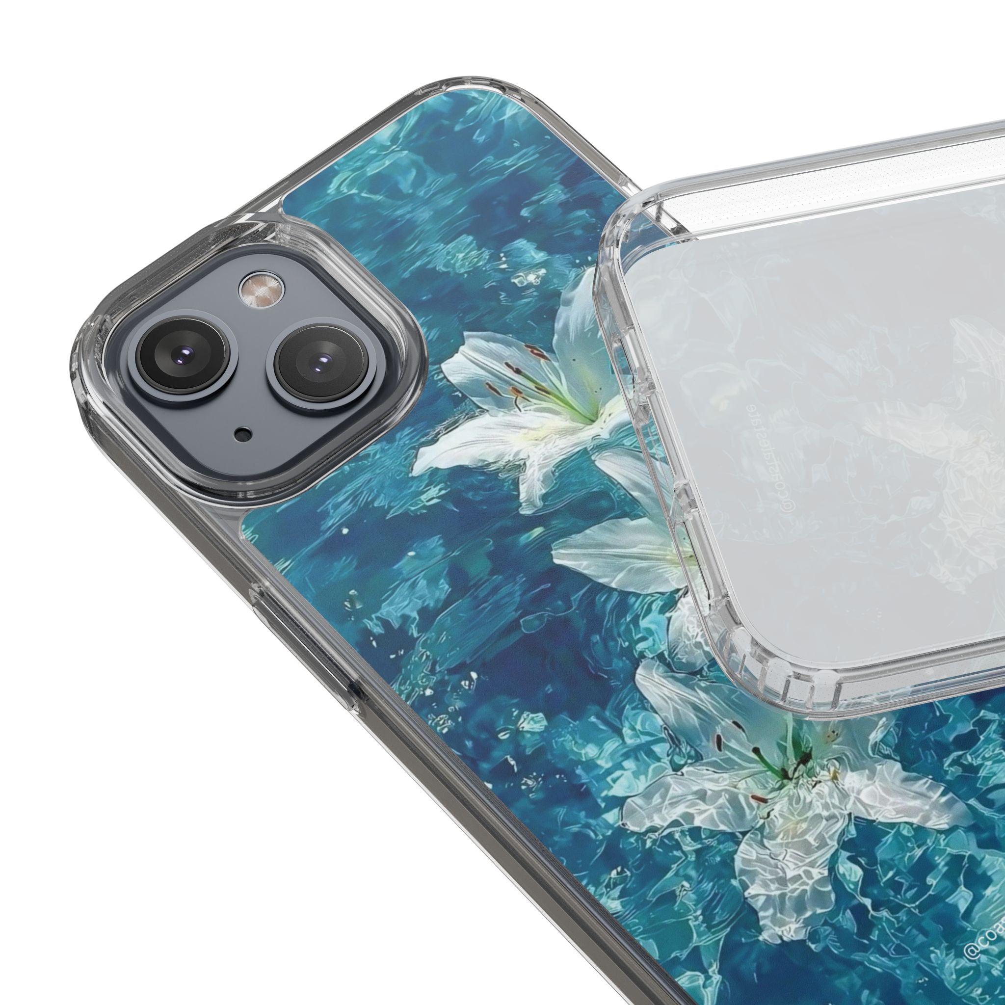Clear Phone Case — Blue Water Lily Floral Design