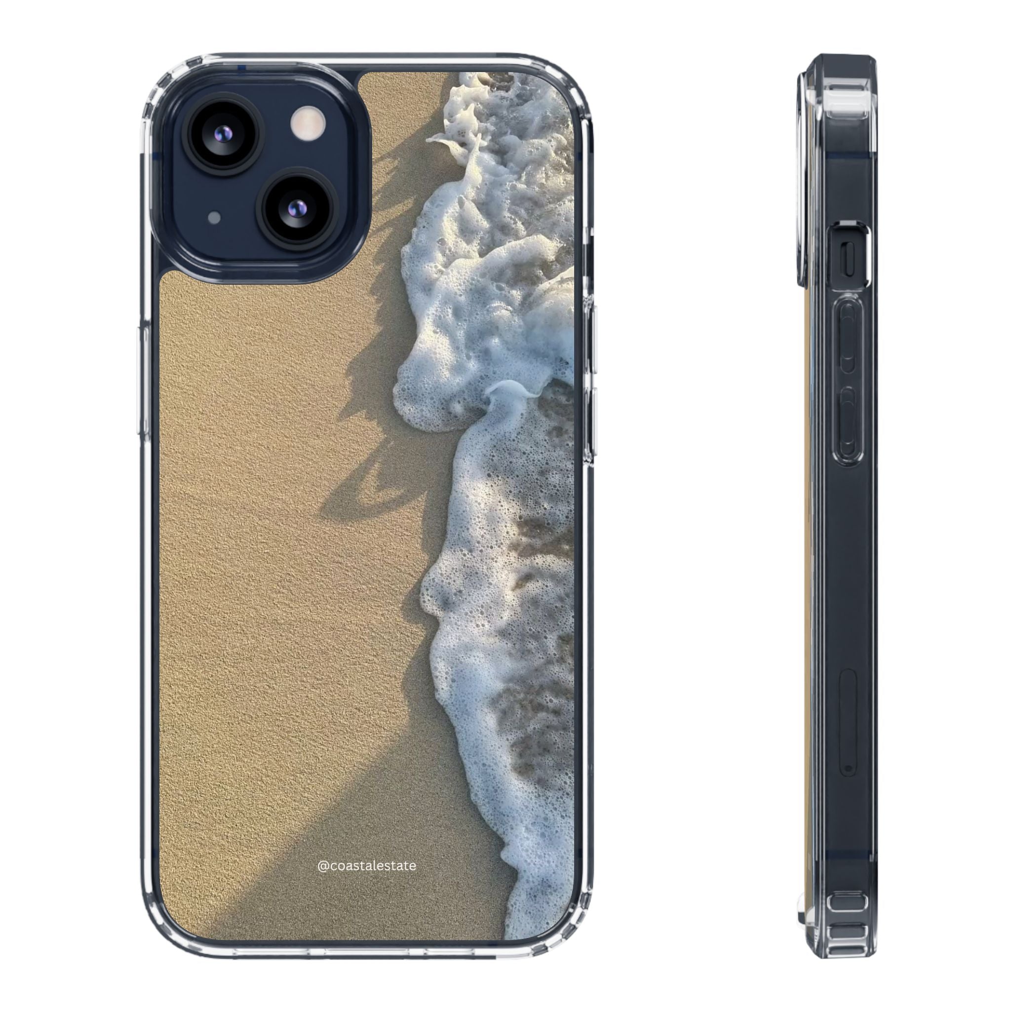 Clear Phone Case — Realistic Beach Wave Sand Design