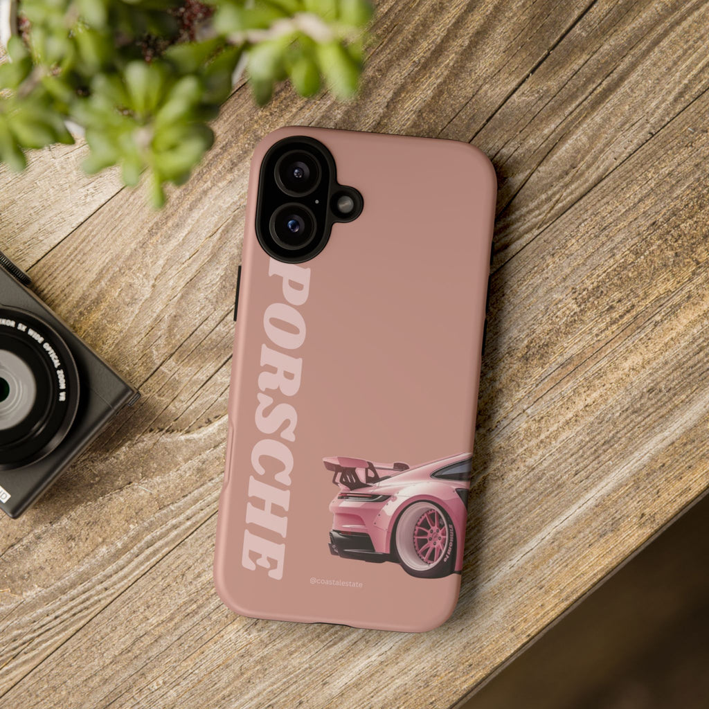 Pink Porsche Illustration phone case | Porsche phone case