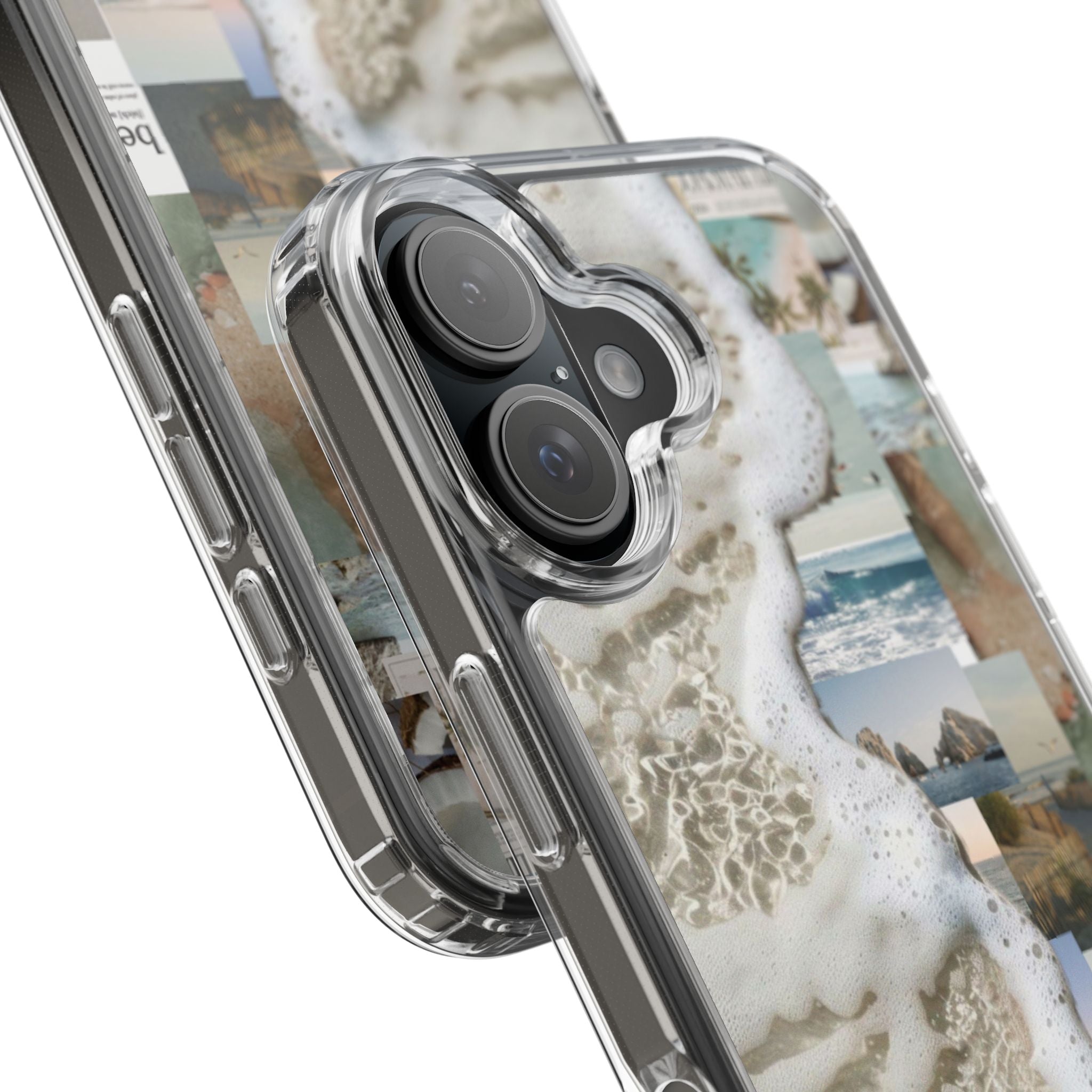 Clear Phone Case — Coastal Collage Beach Foam Design