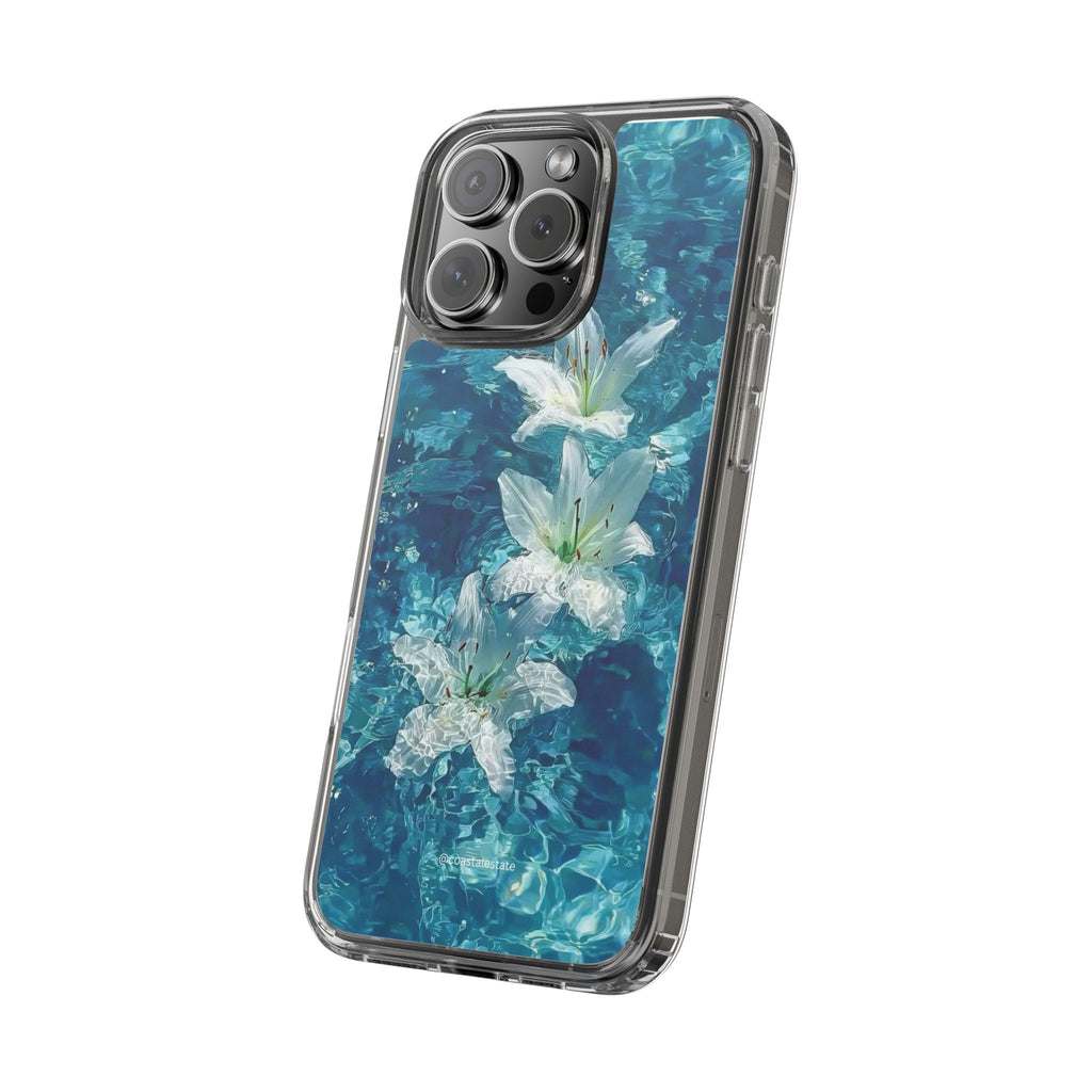 Clear Phone Case — Blue Water Lily Floral Design