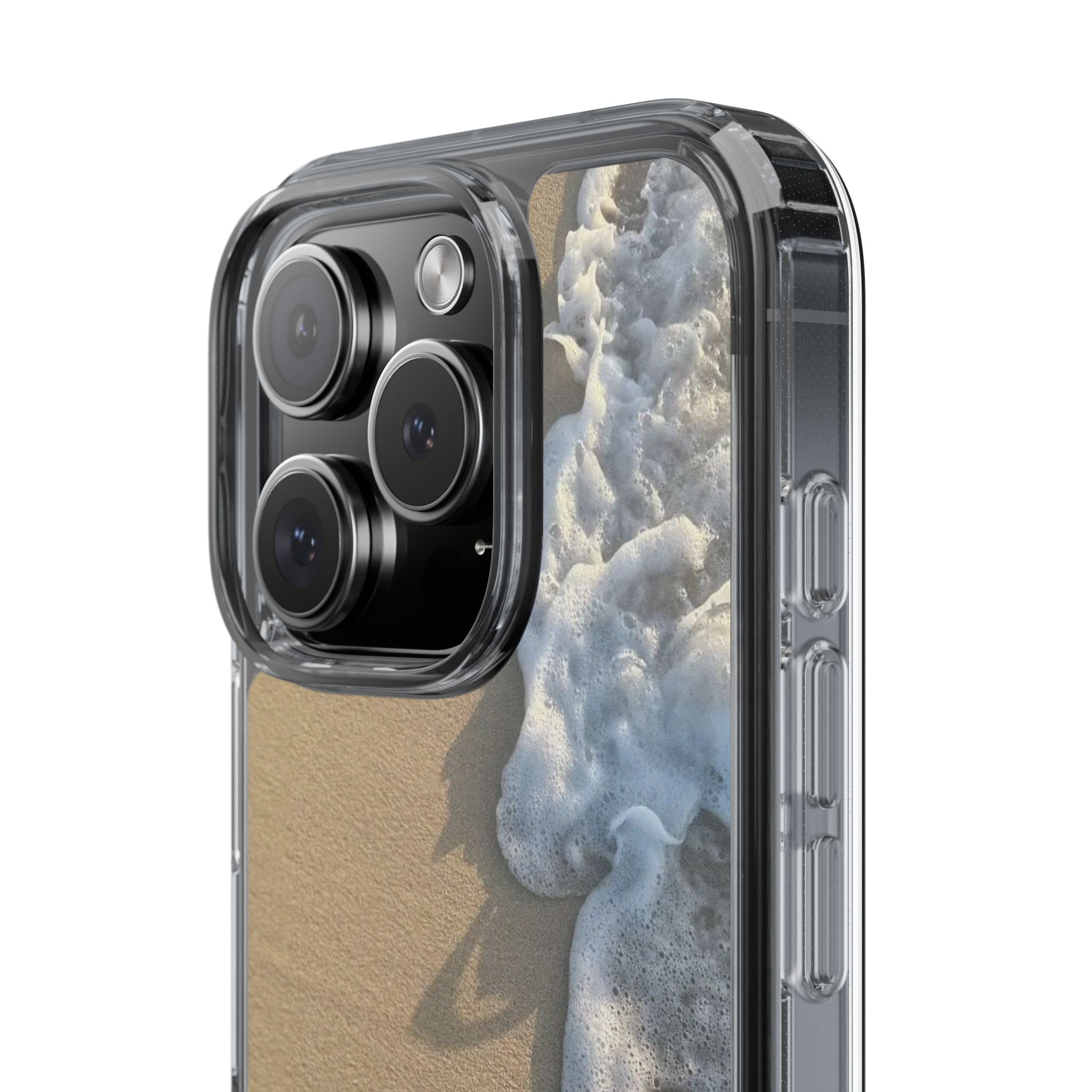 Clear Phone Case — Realistic Beach Wave Sand Design
