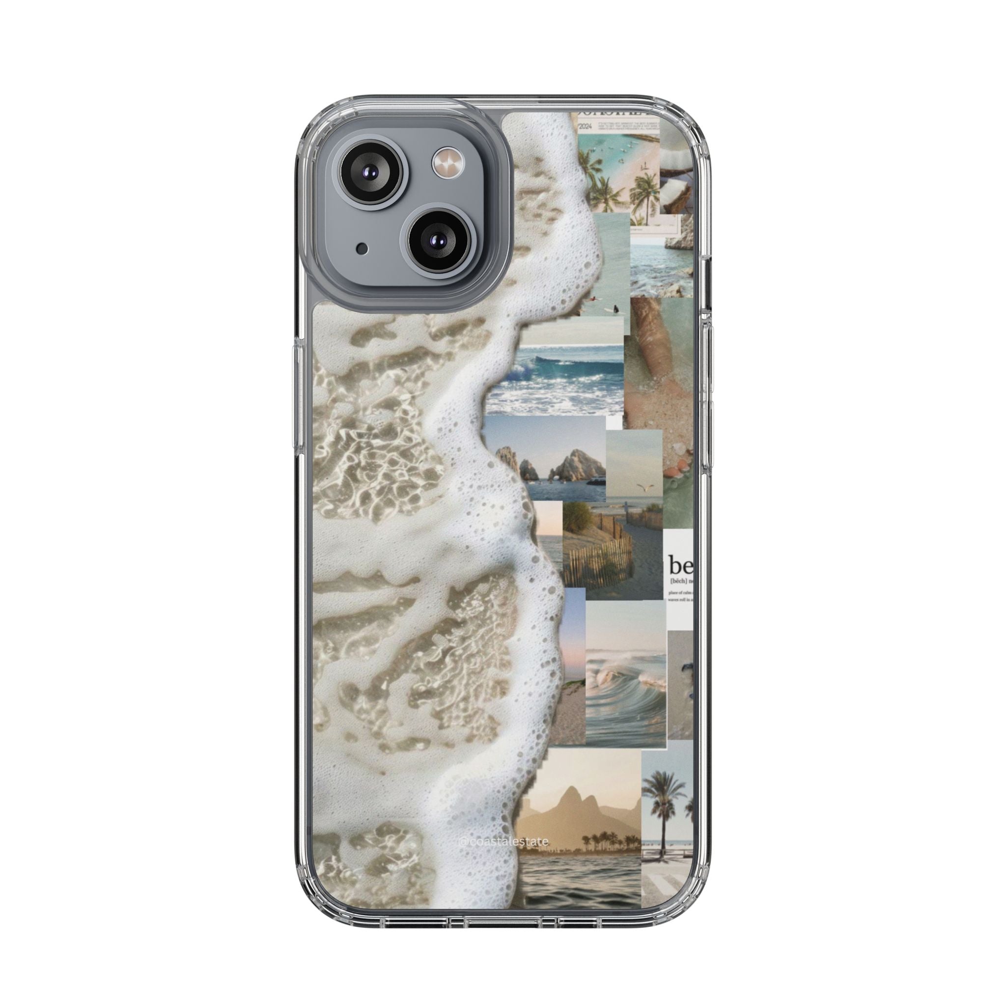 Clear Phone Case — Coastal Collage Beach Foam Design