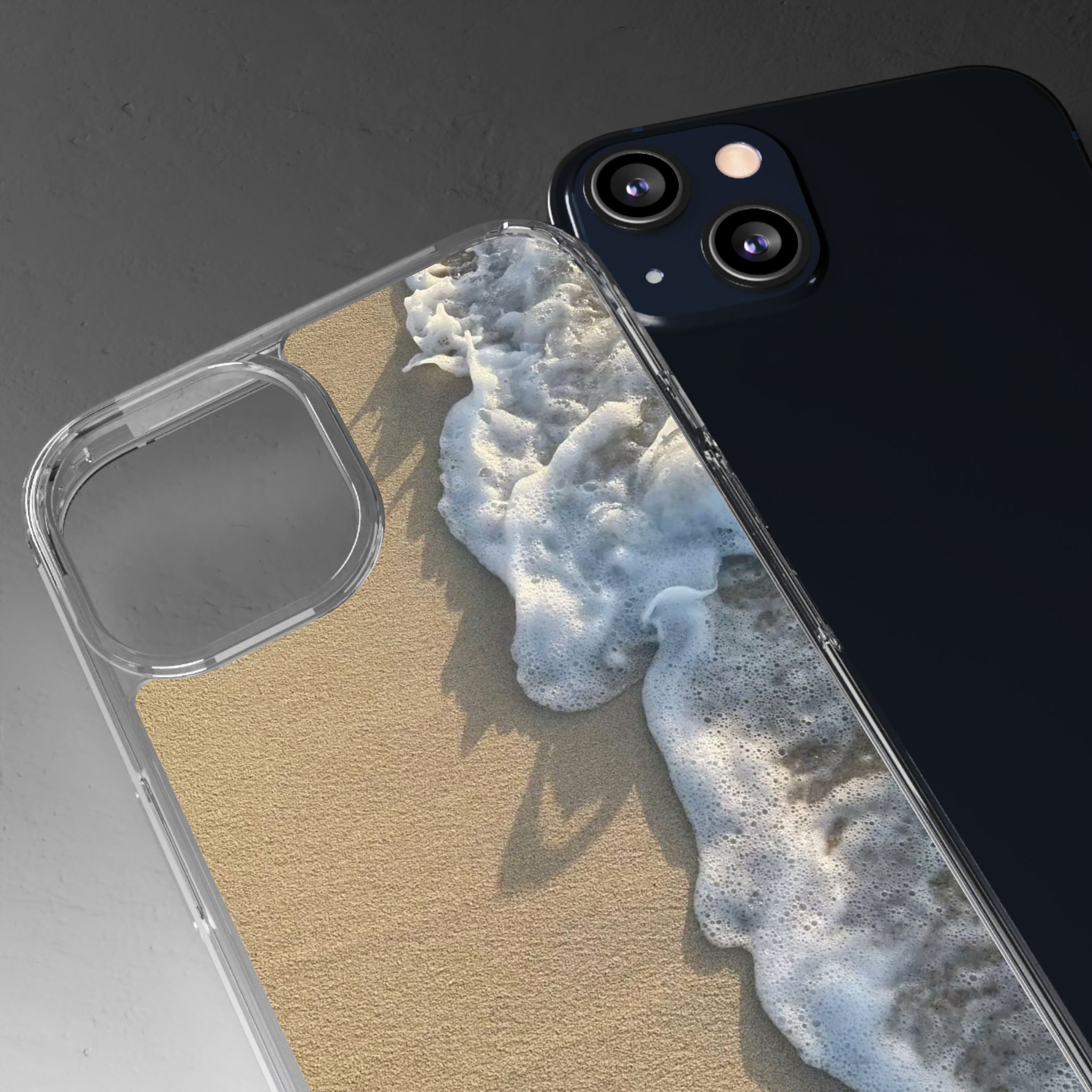 Clear Phone Case — Realistic Beach Wave Sand Design
