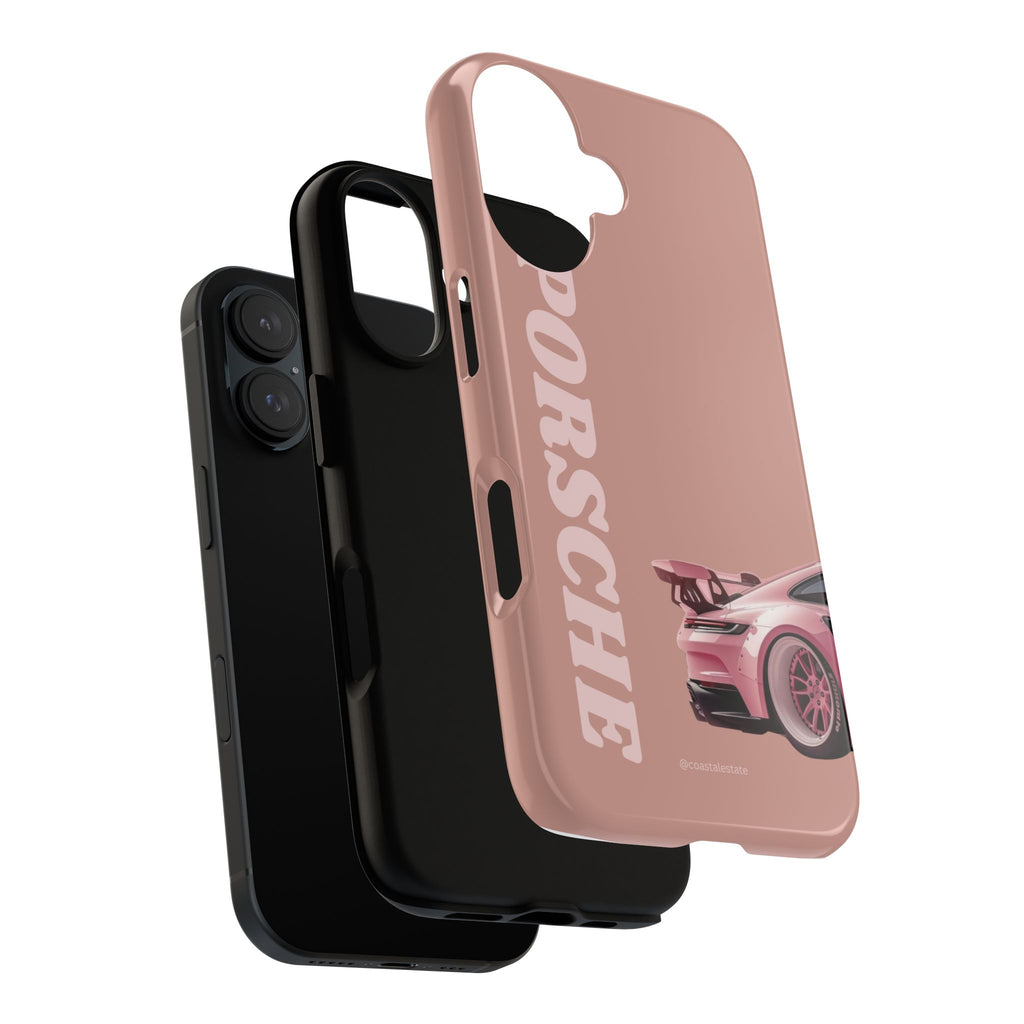 Pink Porsche Illustration phone case | Porsche phone case