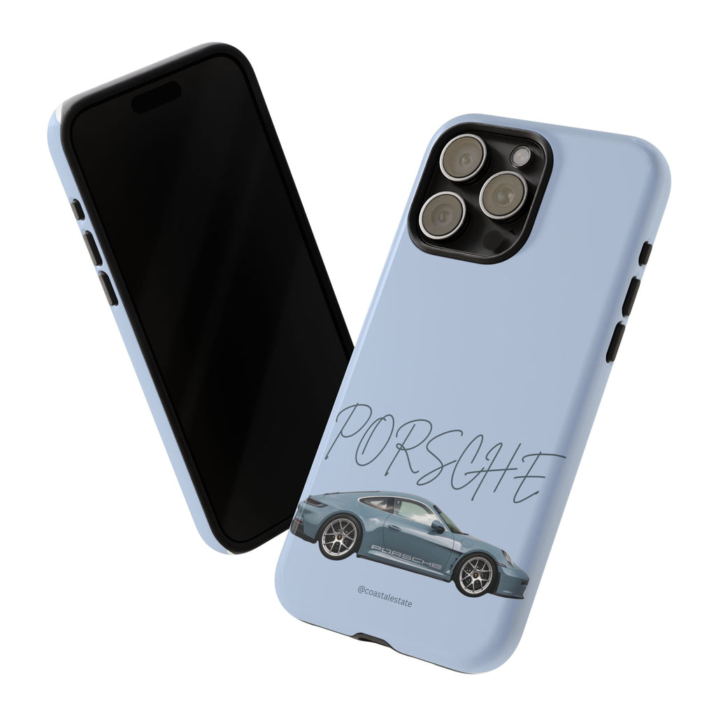Porsche Sports Car Tough Phone Case — Light Blue Illustrated Porsche Design