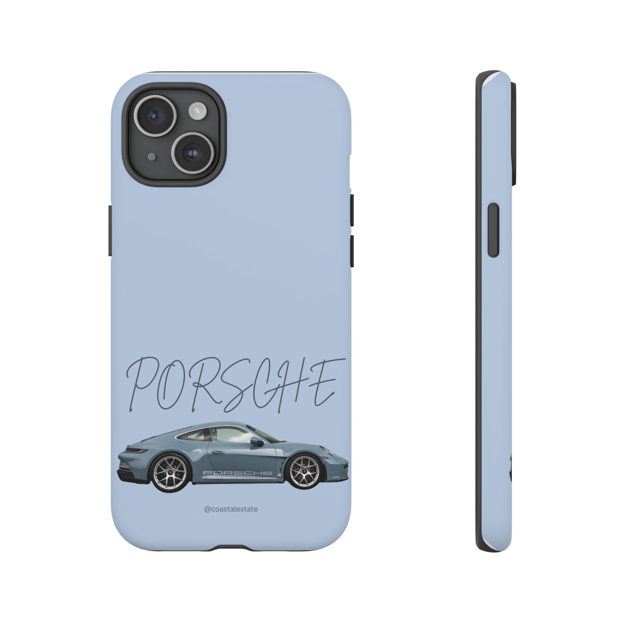 Porsche Sports Car Tough Phone Case — Light Blue Illustrated Porsche Design